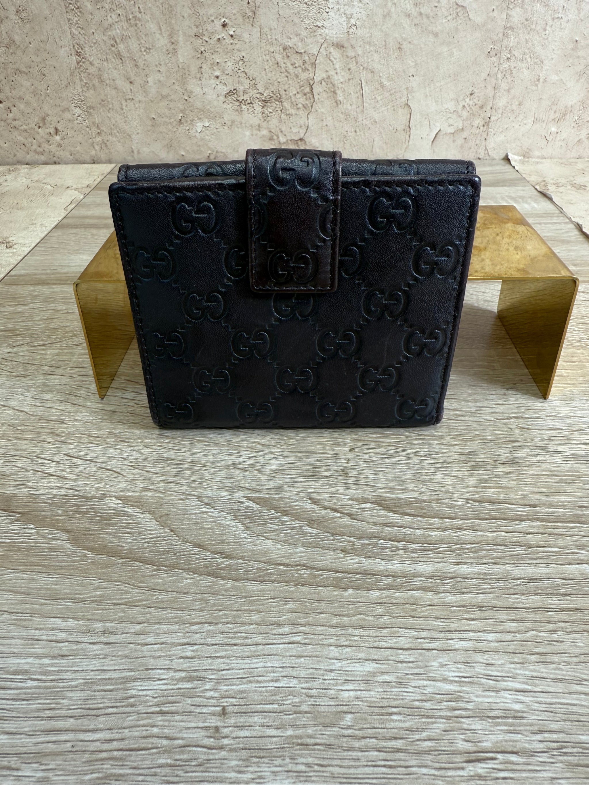 Gucci Dark Brown Leather Compact Wallet