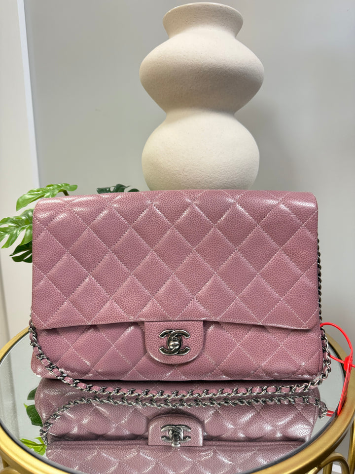 Chanel Mauve Caviar Leather Shoulder Clutch