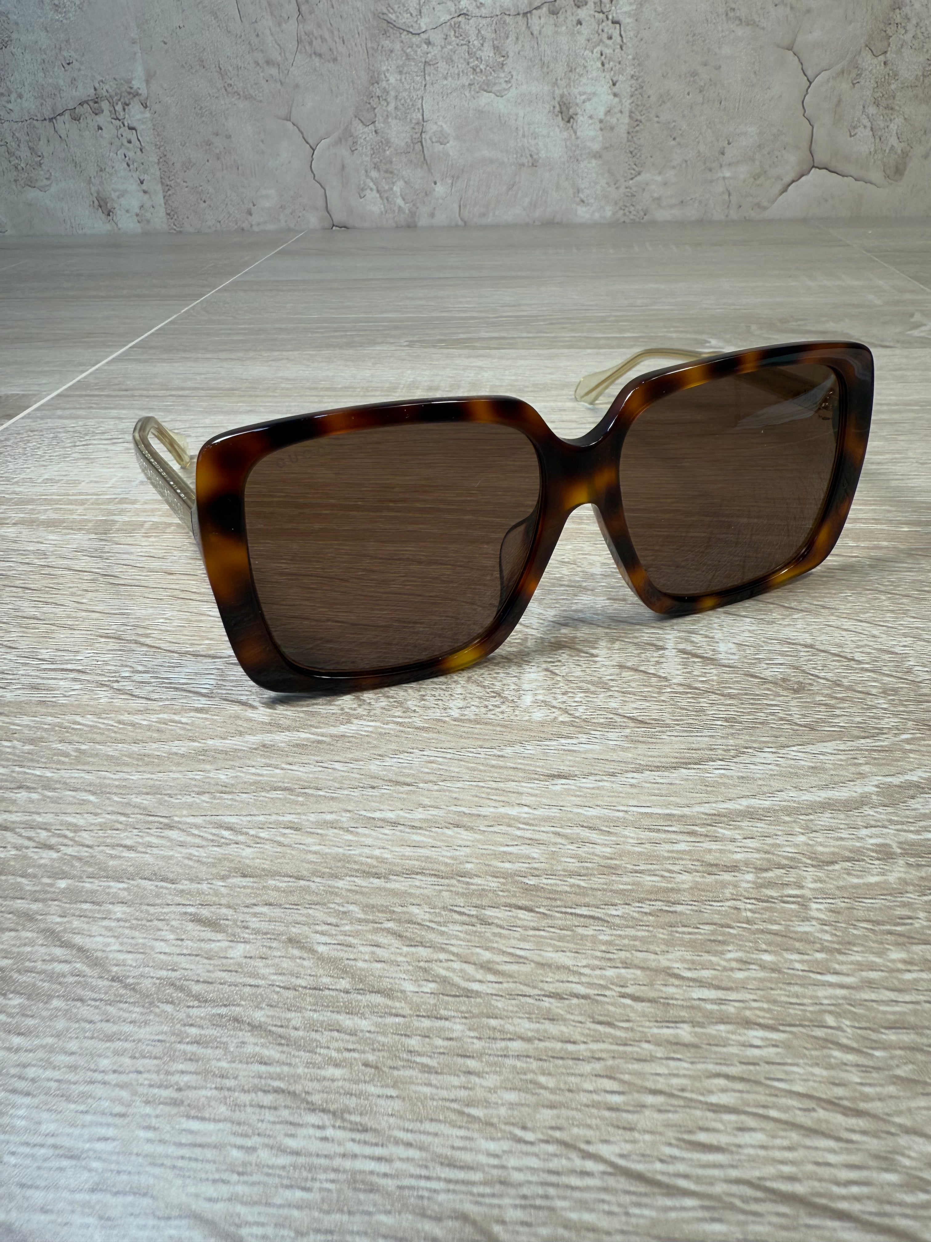 BRAND NEW Gucci Tortoiseshell & Gold Oversized Sunglasses