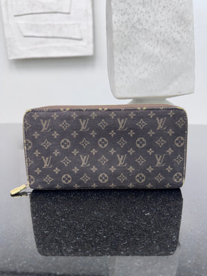 Louis Vuitton Brown Mini Lin Canvas Zippy Wallet