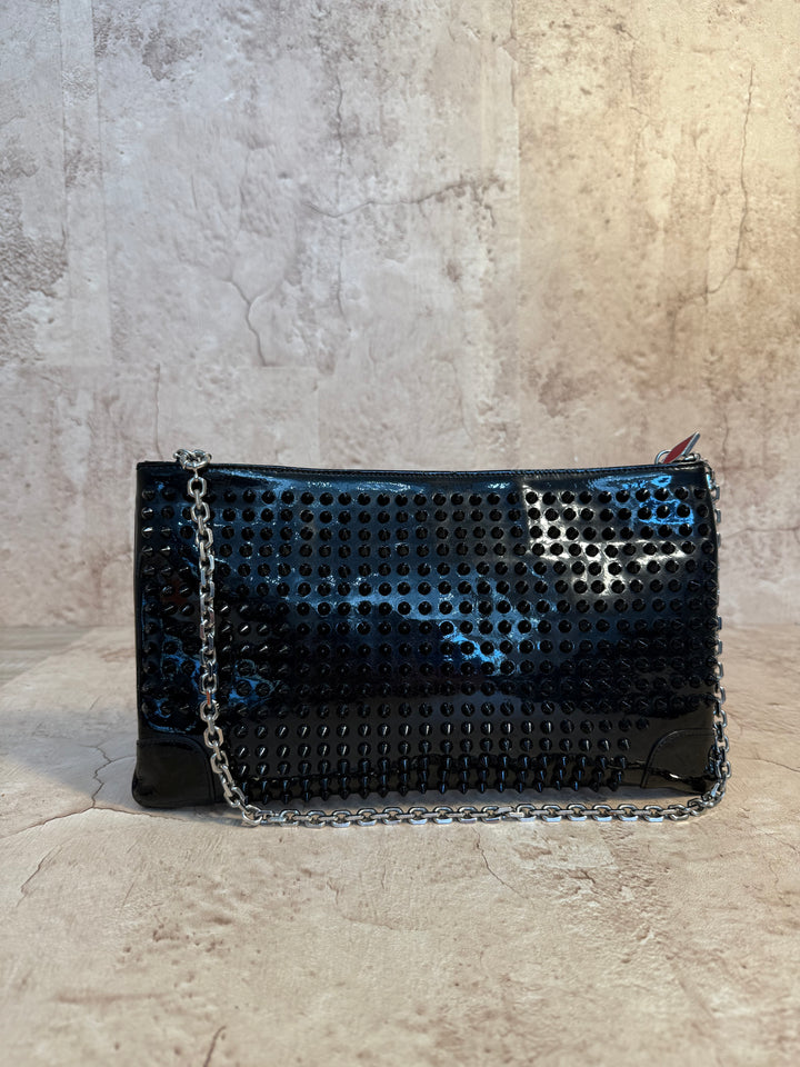 Christian Louboutin Patent Leather Spiked Clutch