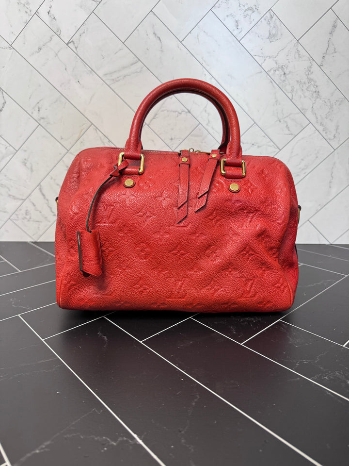 Louis Vuitton Red Empreinte Speedy 25 Bandouliere no strap