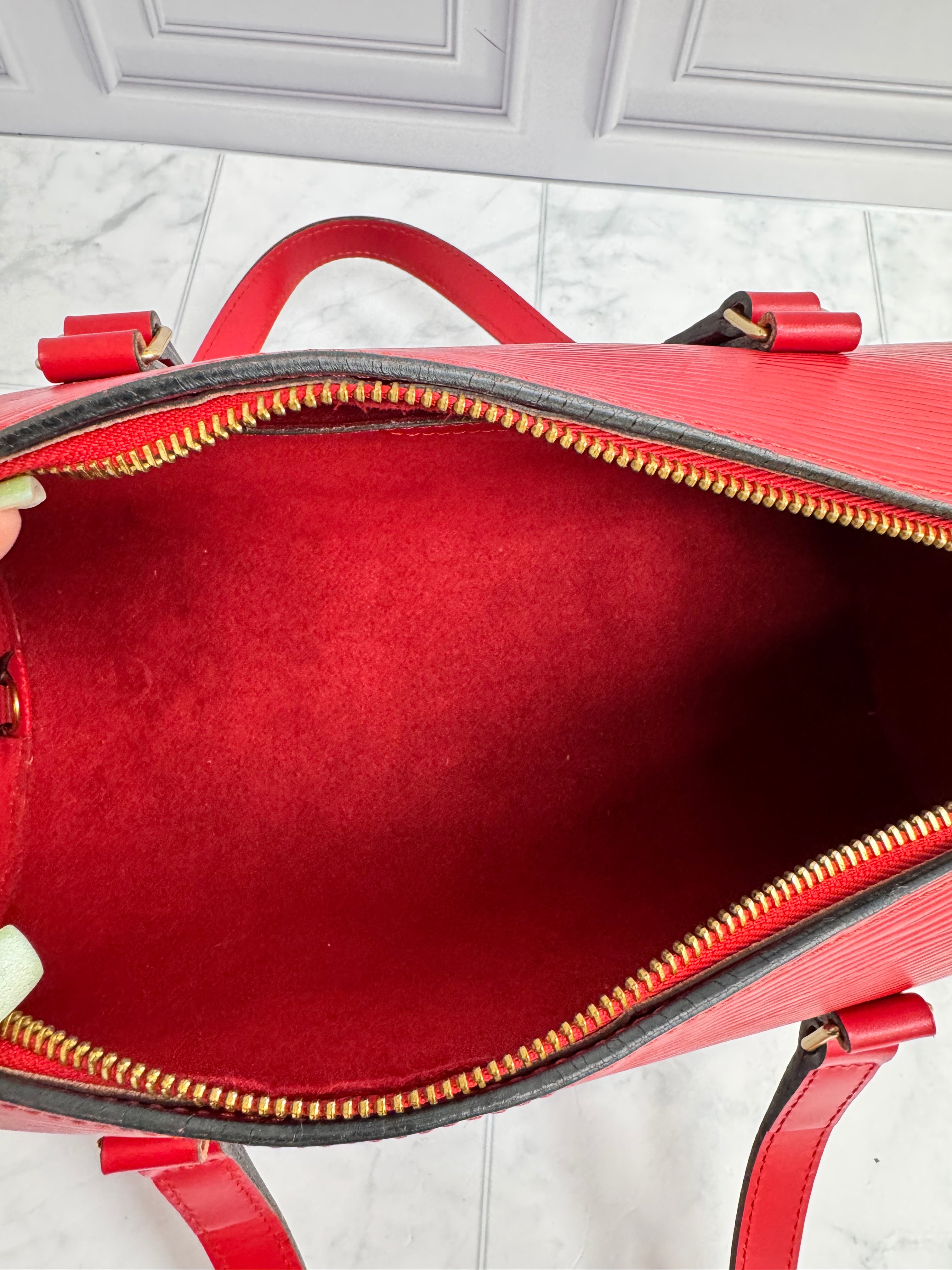 Louis Vuitton Red Epi Soufflot Handbag