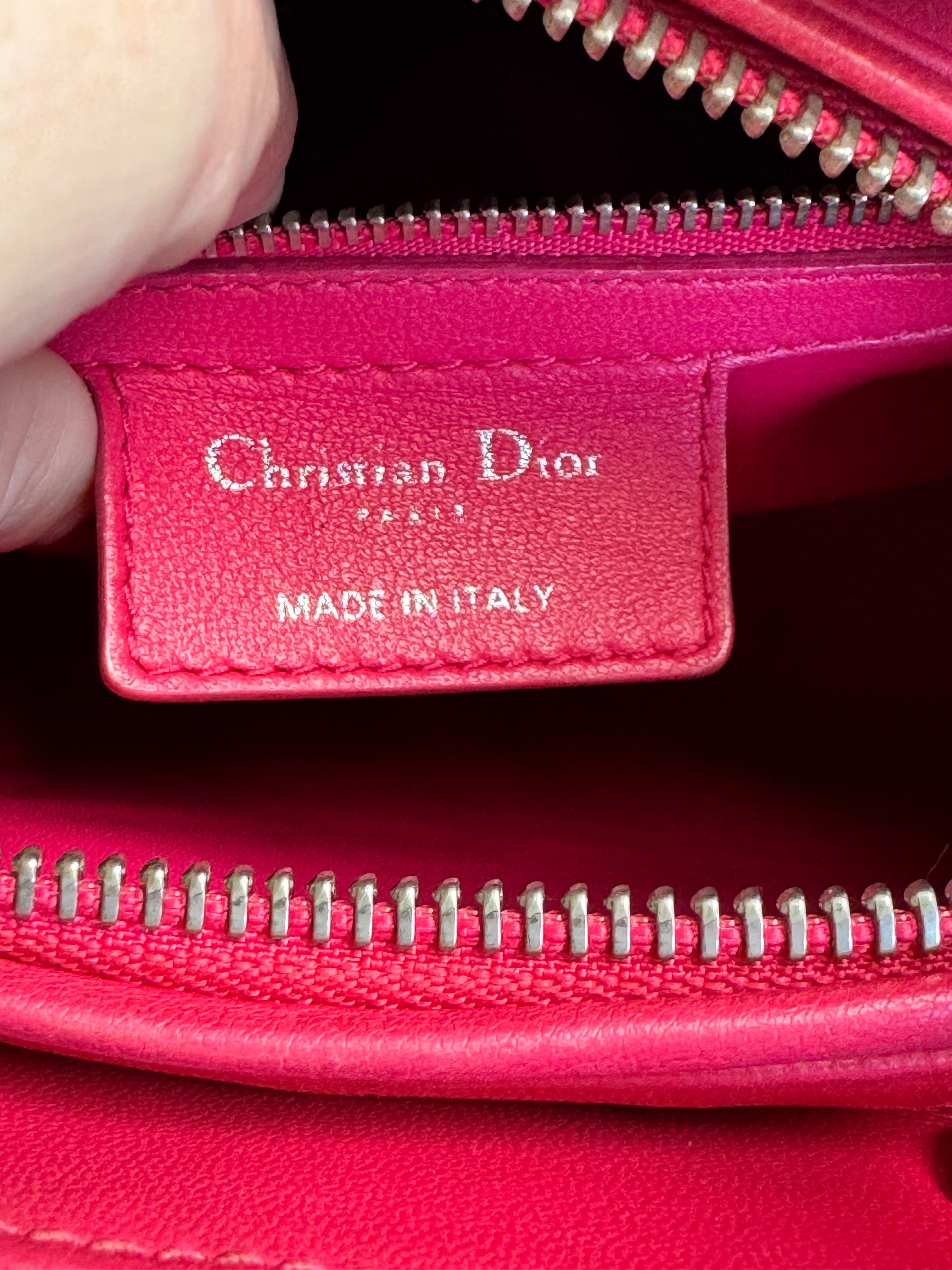 Christian Dior Pink Multicolor Woven Tweed & Cannage Leather Lady Dior