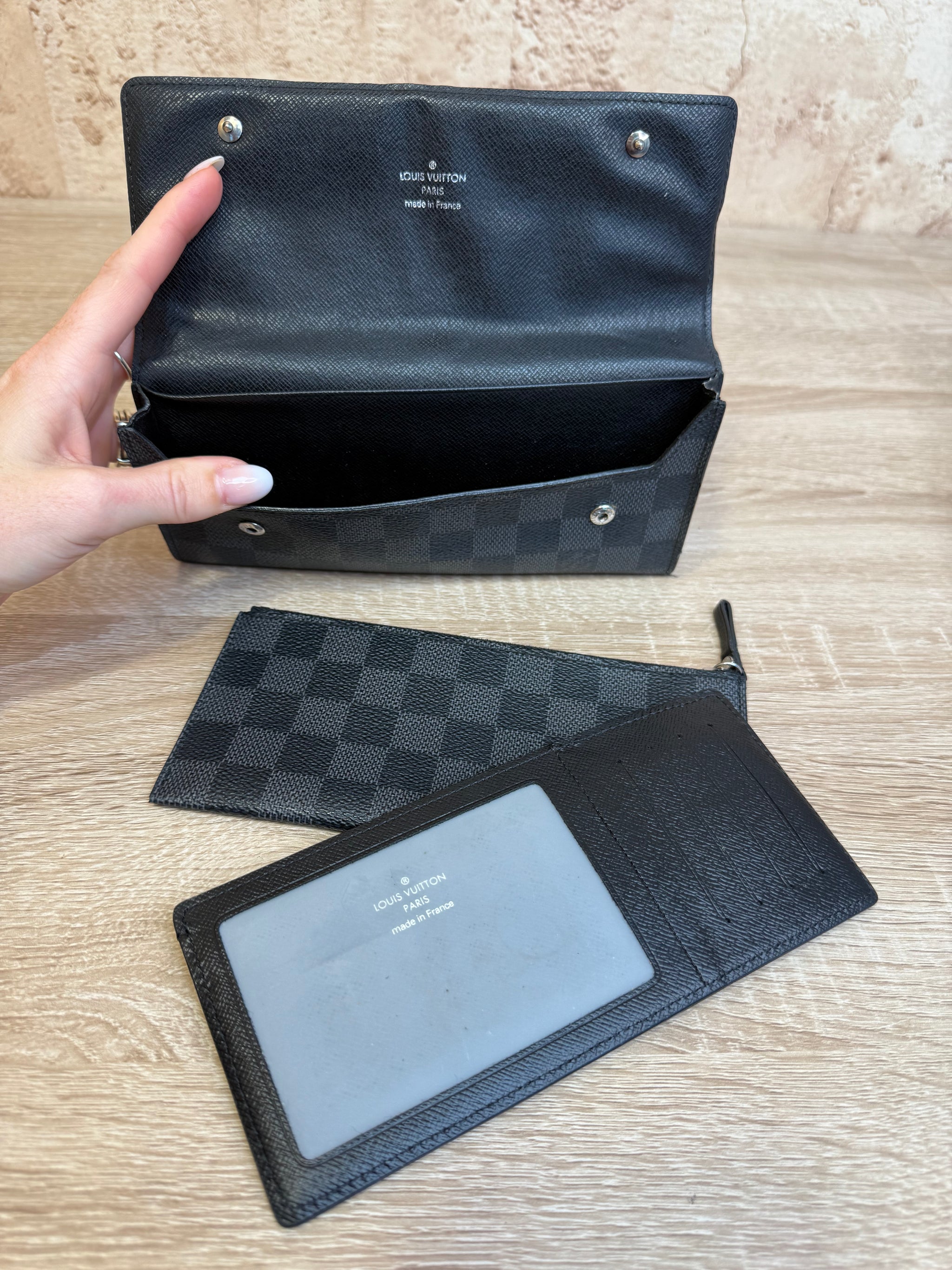 Louis Vuitton Damier Graphite Long Wallet with Inserts