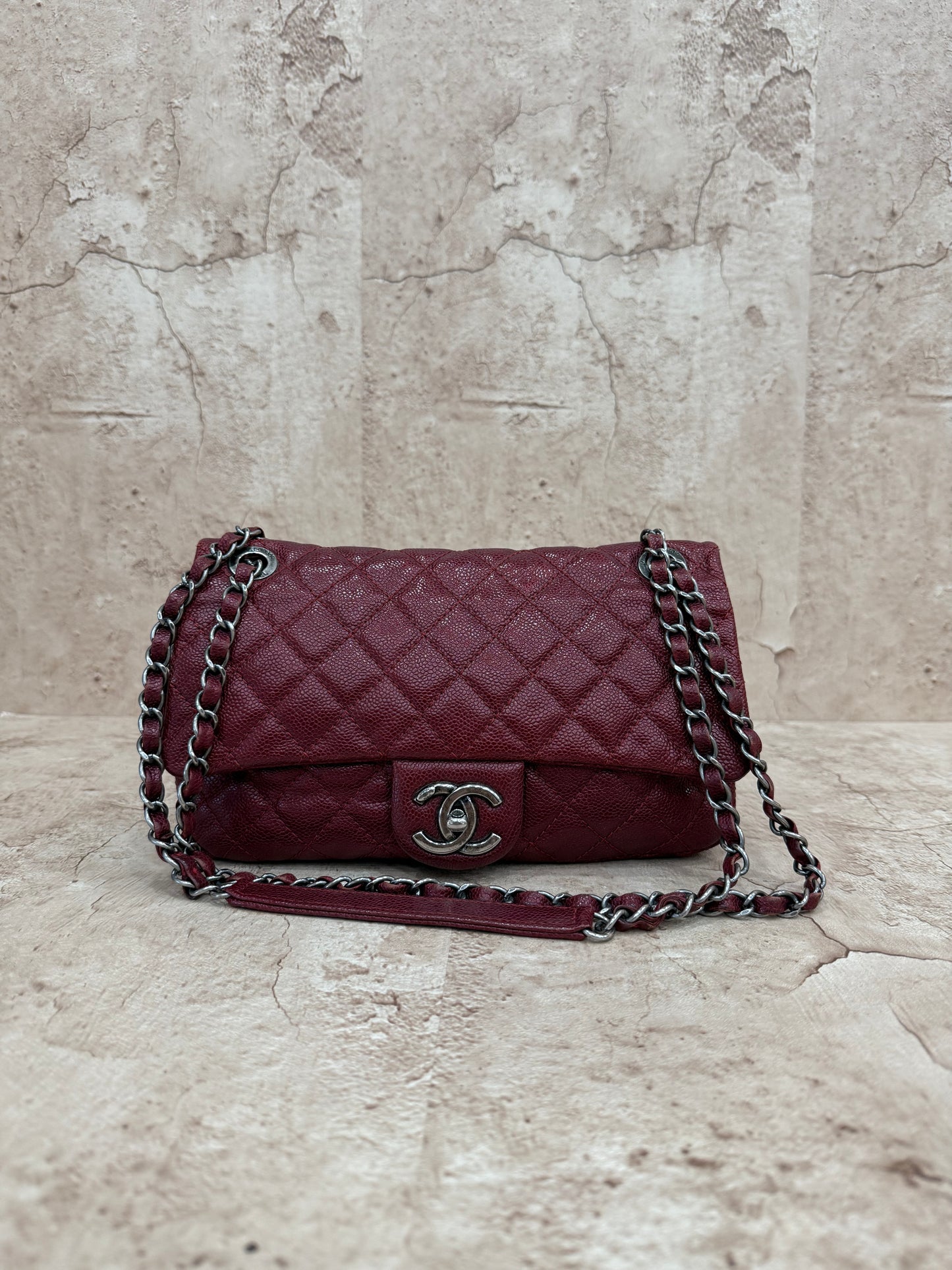 Chanel Burgundy Caviar Leather Flap Bag