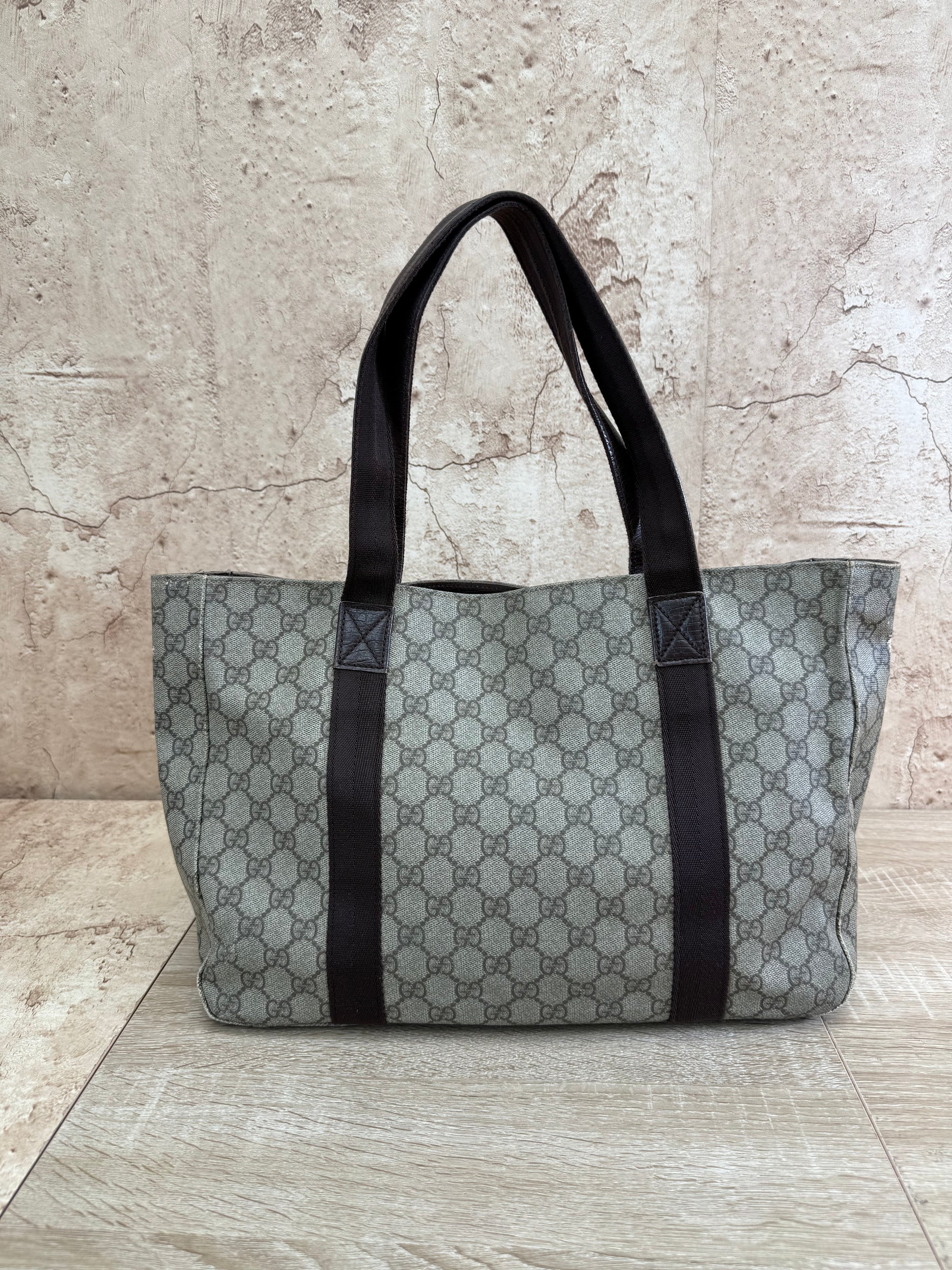 Gucci GG Supreme Brown Coated Canvas Tote Bag
