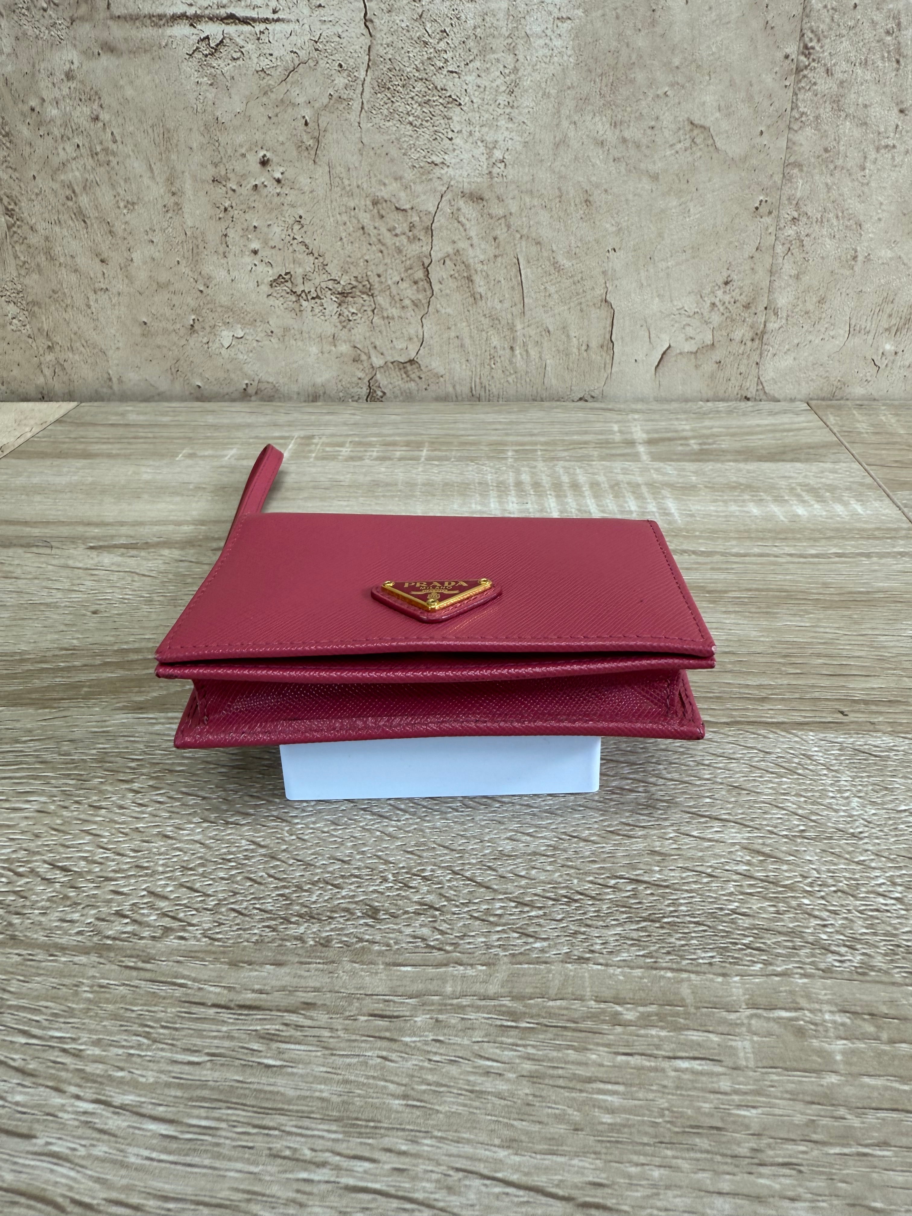 Prada Pink Saffiano Leather Card Case