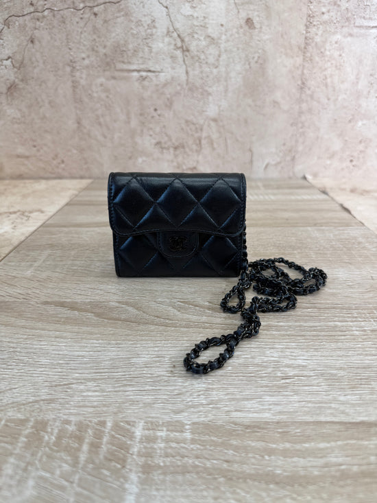 Chanel Black Lambskin Mini Wallet on a Chain