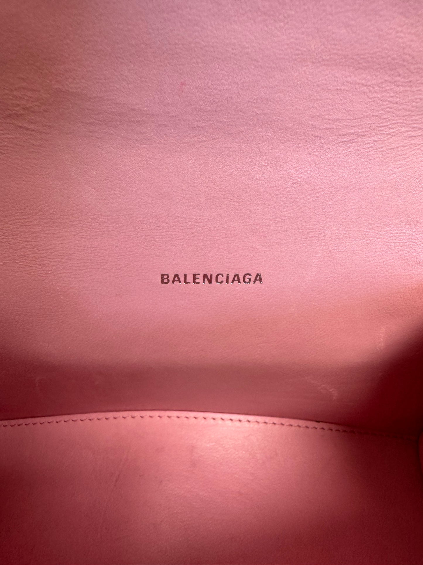 Balenciaga Pink Croc Embossed 2Way XS Hourglass Bag