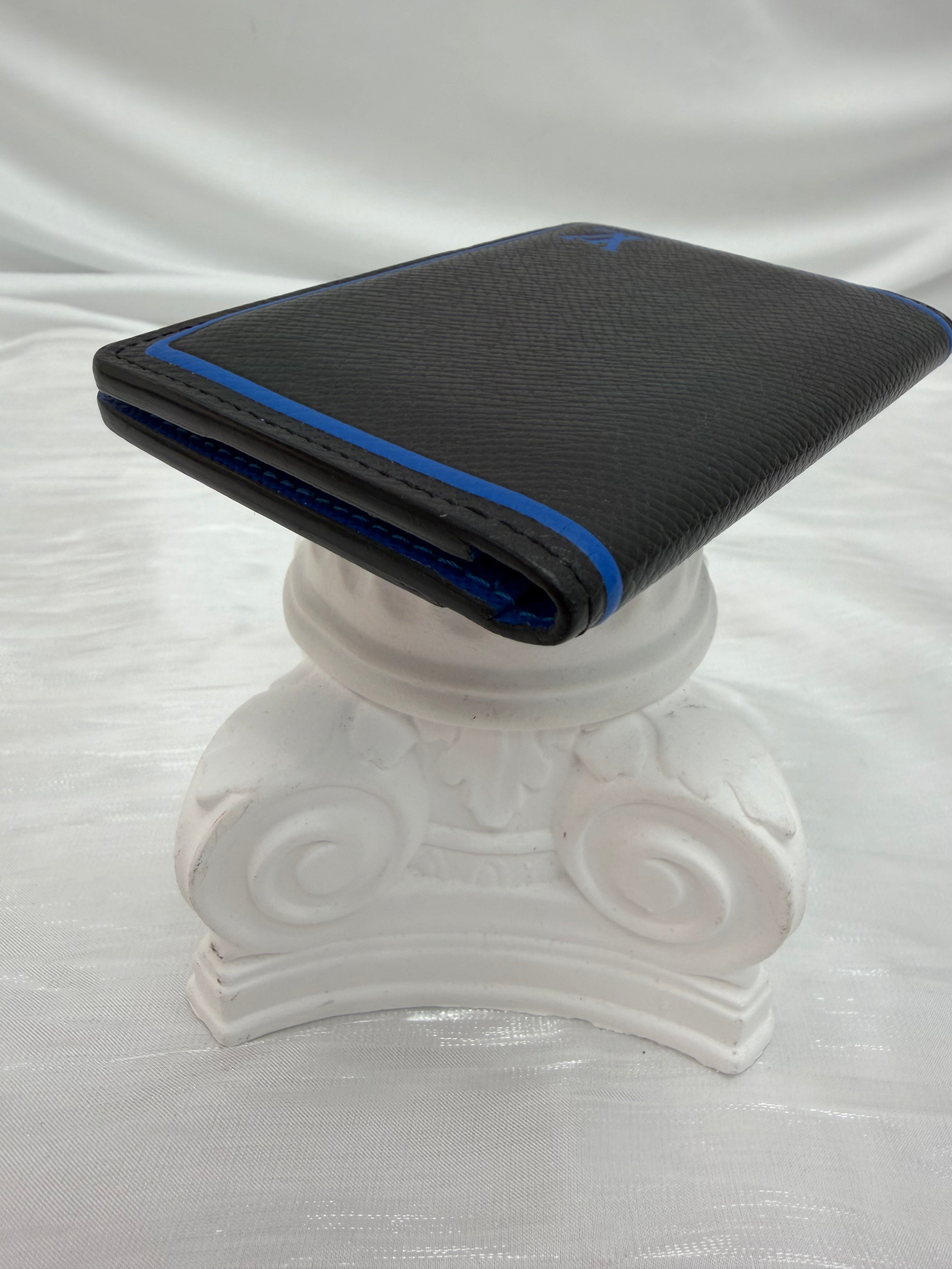 Louis Vuitton Black Taiga With Blue Trim Pocket Organizer