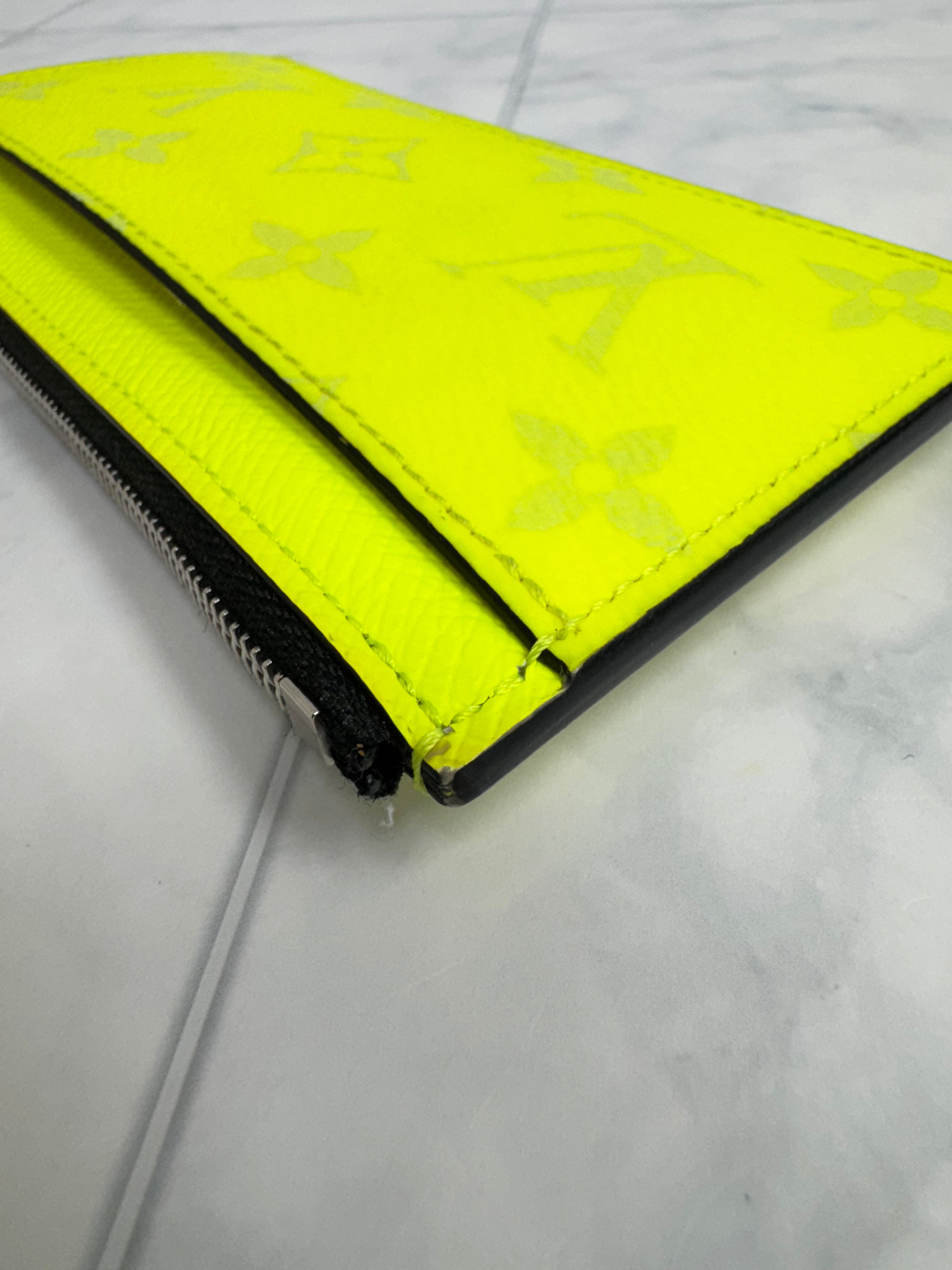 Louis Vuitton Neon Yellow Monogram Taigarama Coin Card Holder