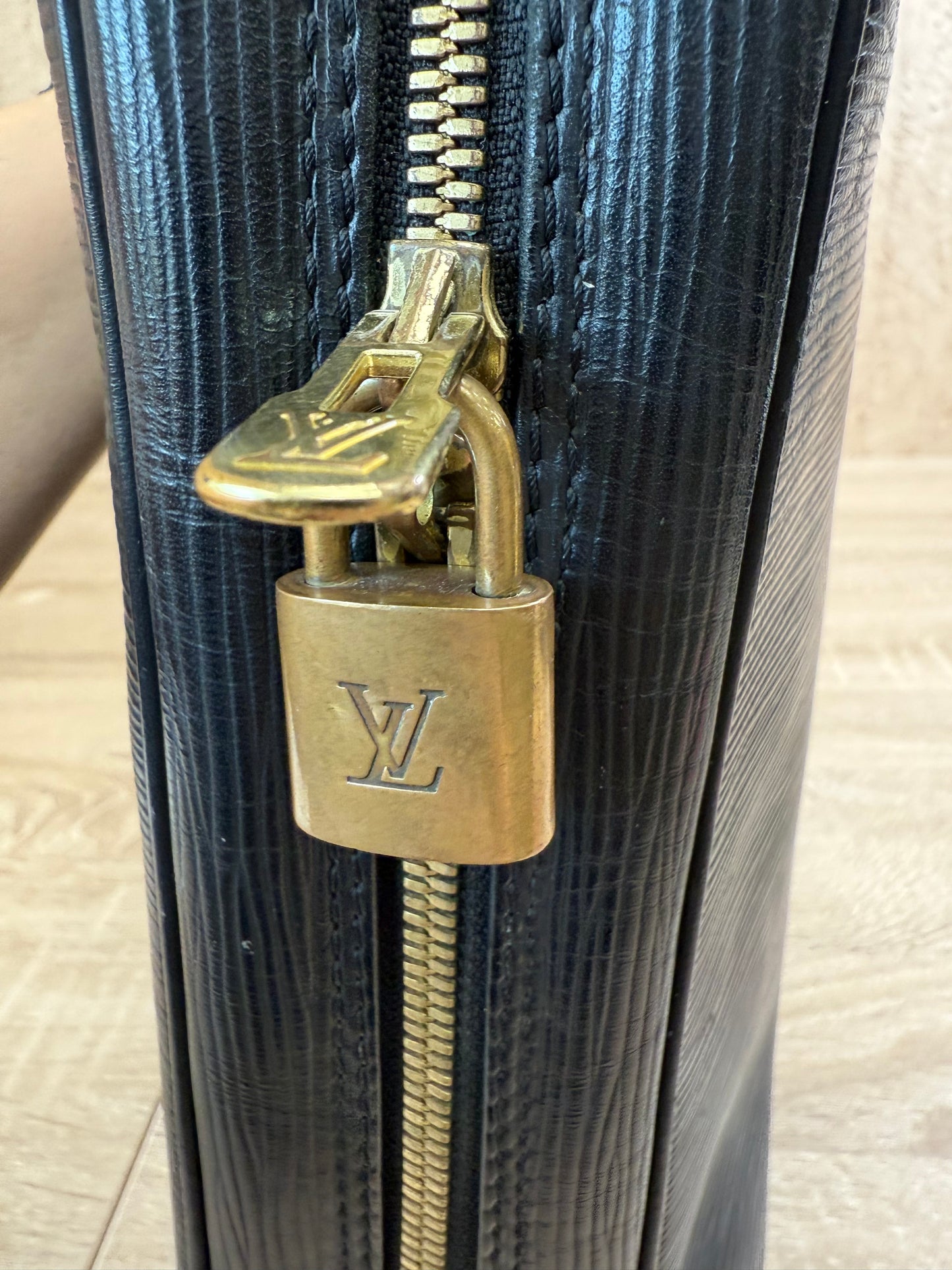Louis Vuitton Black Epi Document Voyage Business Bag