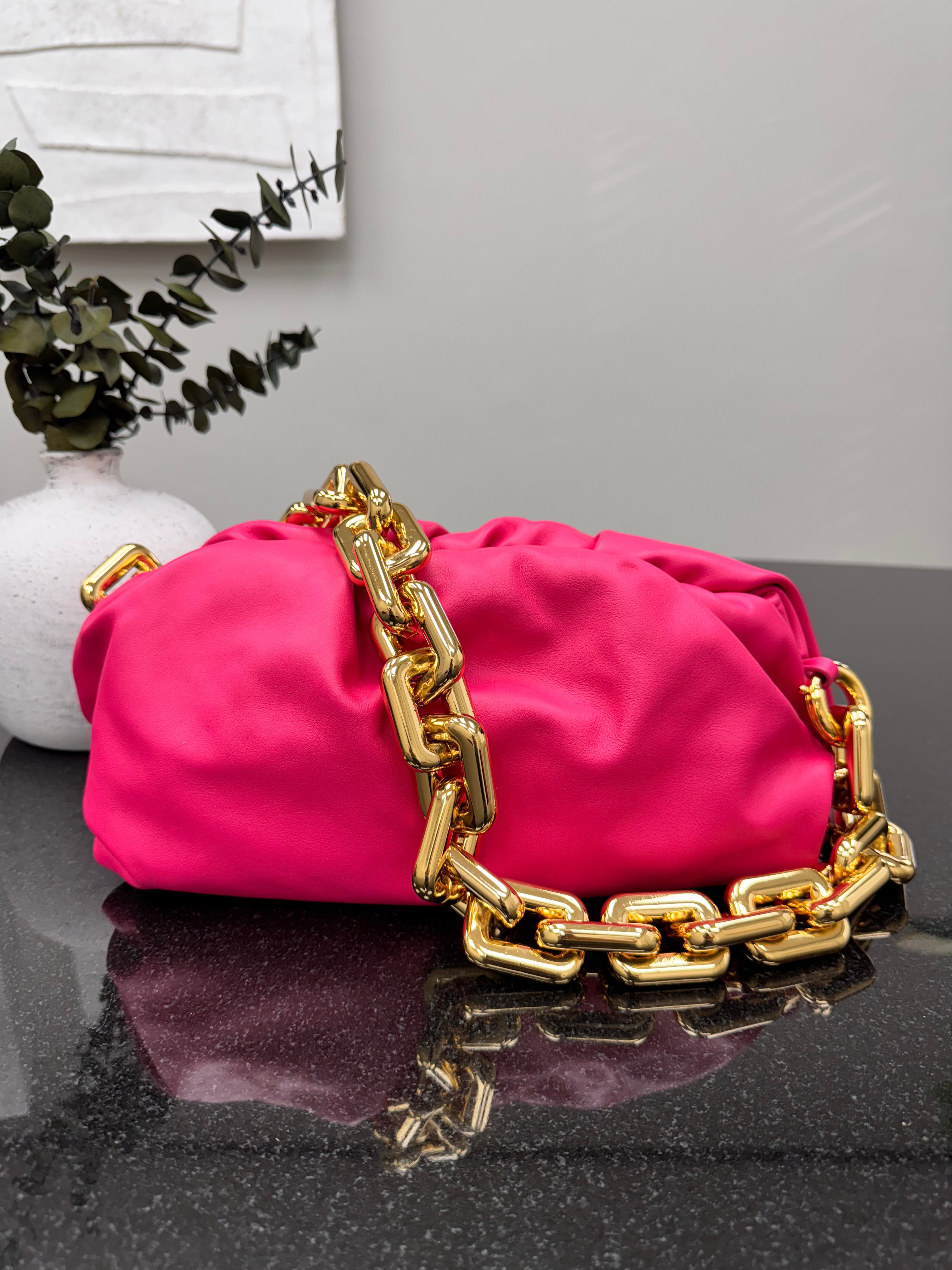 LIKE NEW - Bottega Veneta Pink Leather The Chain Pouch Bag