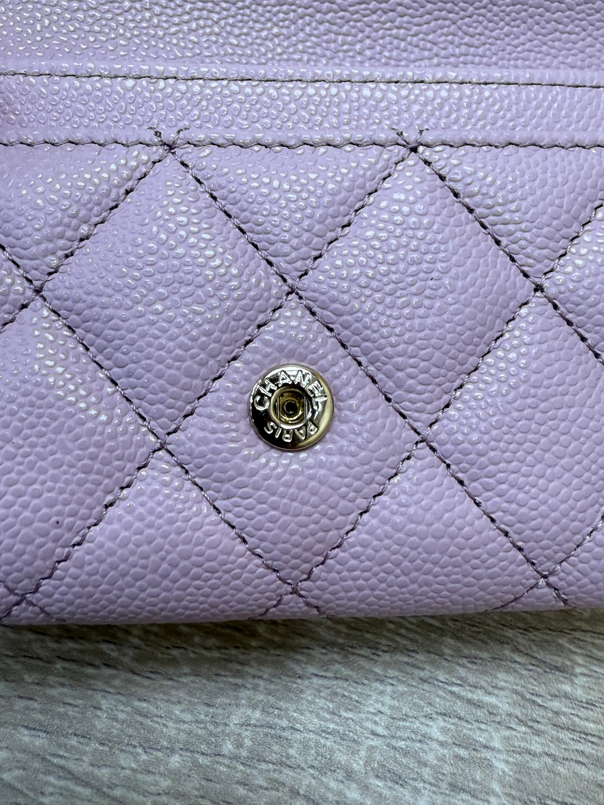 Chanel Lilac Caviar Leather Card Case