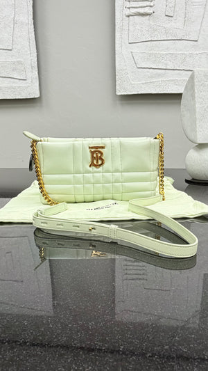 *DONS DROP* Burberry Pistachio Green Quilted Lambskin Small Lola Shoulder Bag