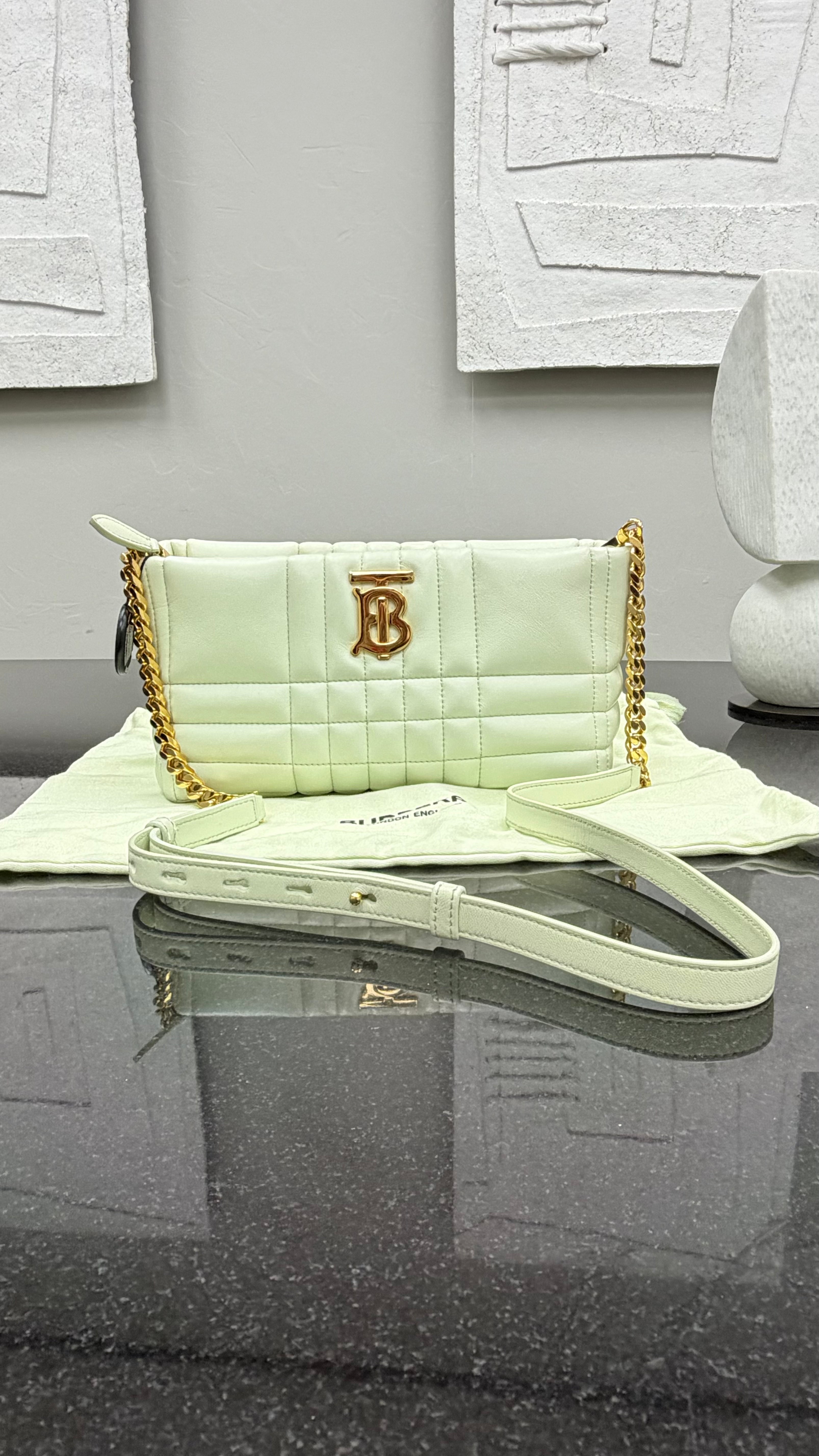 *DONS DROP* Burberry Pistachio Green Quilted Lambskin Small Lola Shoulder Bag