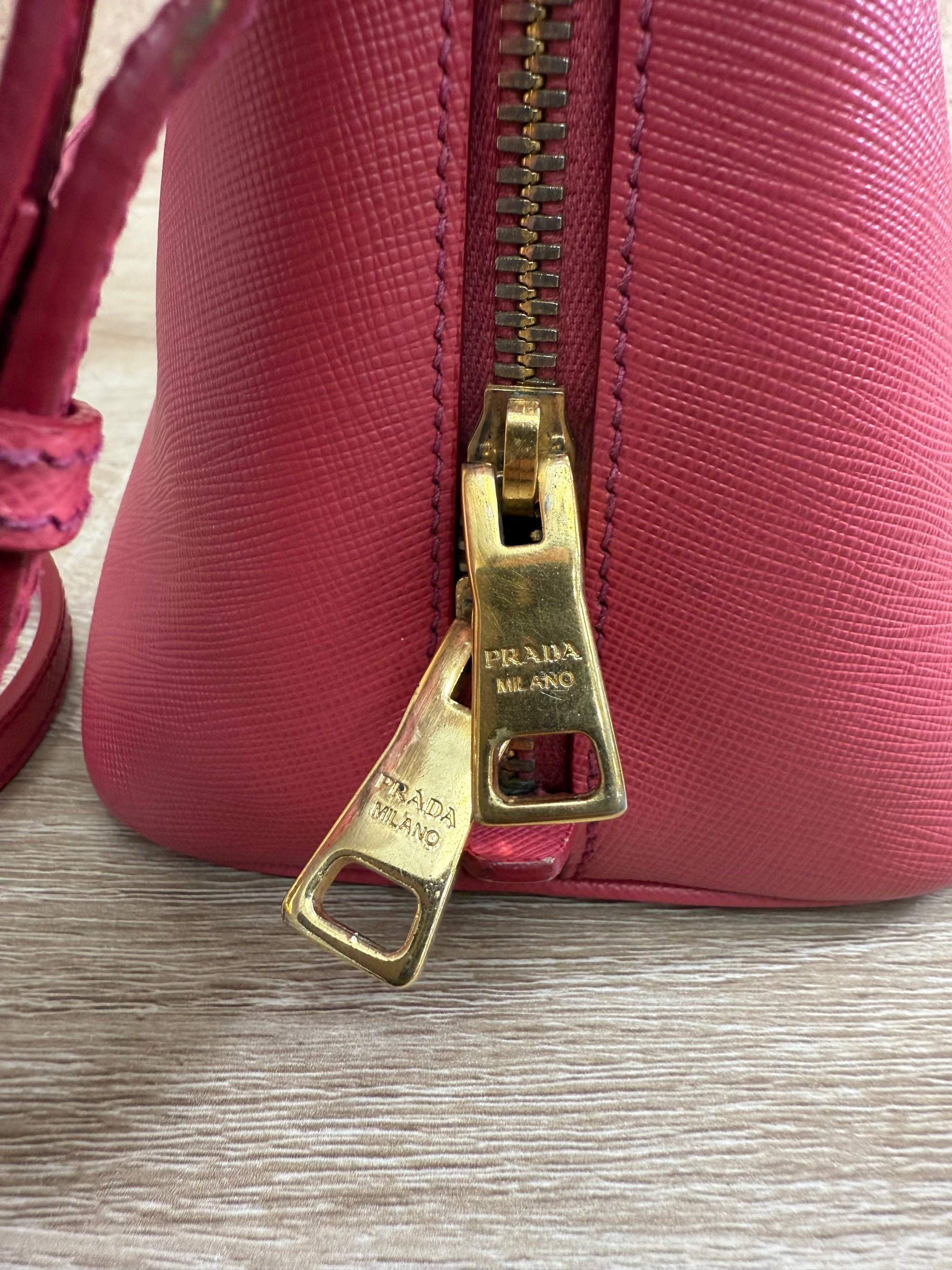 Prada Pink Saffiano Leather Dome 2way Bag