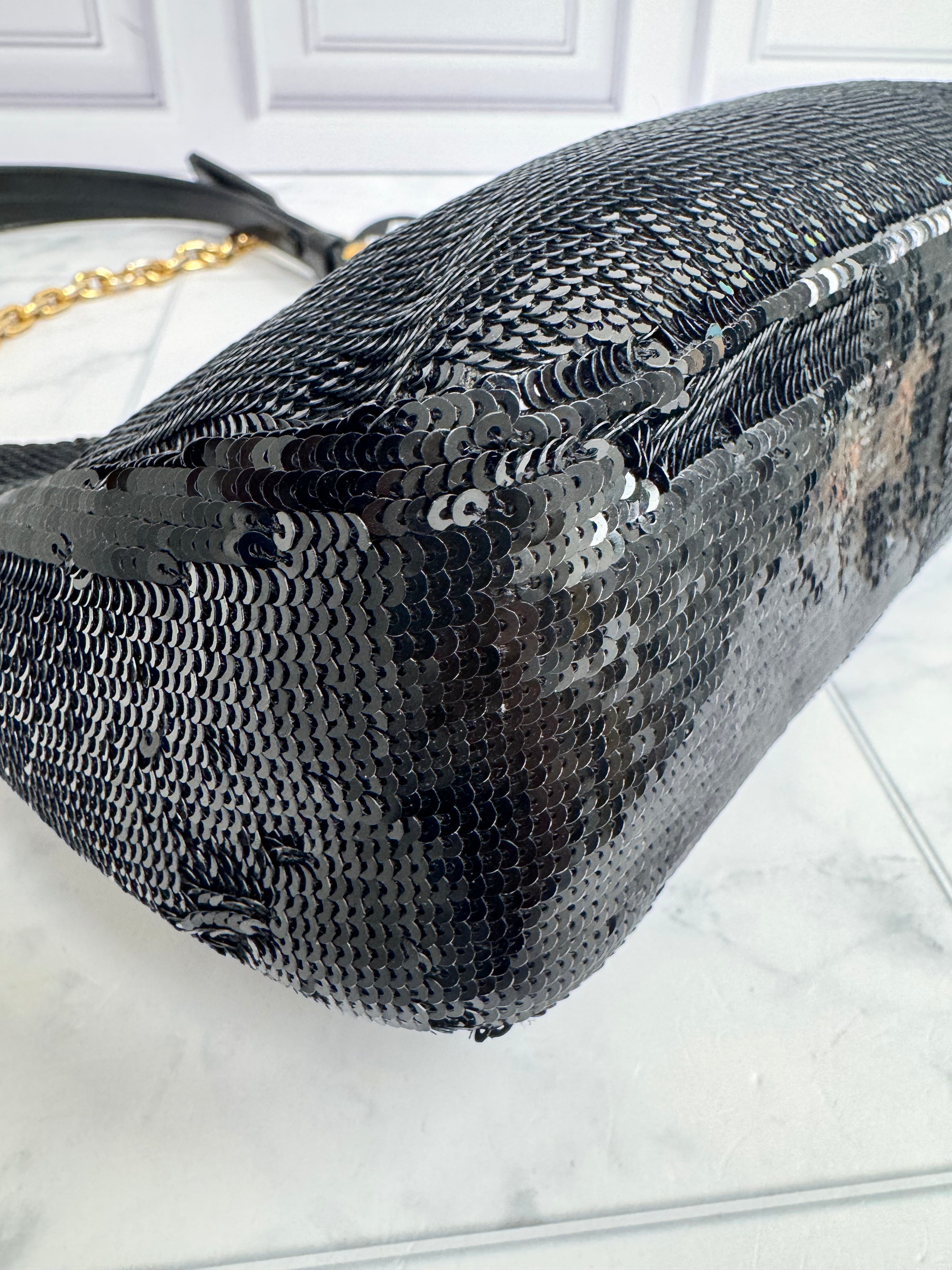 Prada Black Sequins ReEdition Shoulder Bag