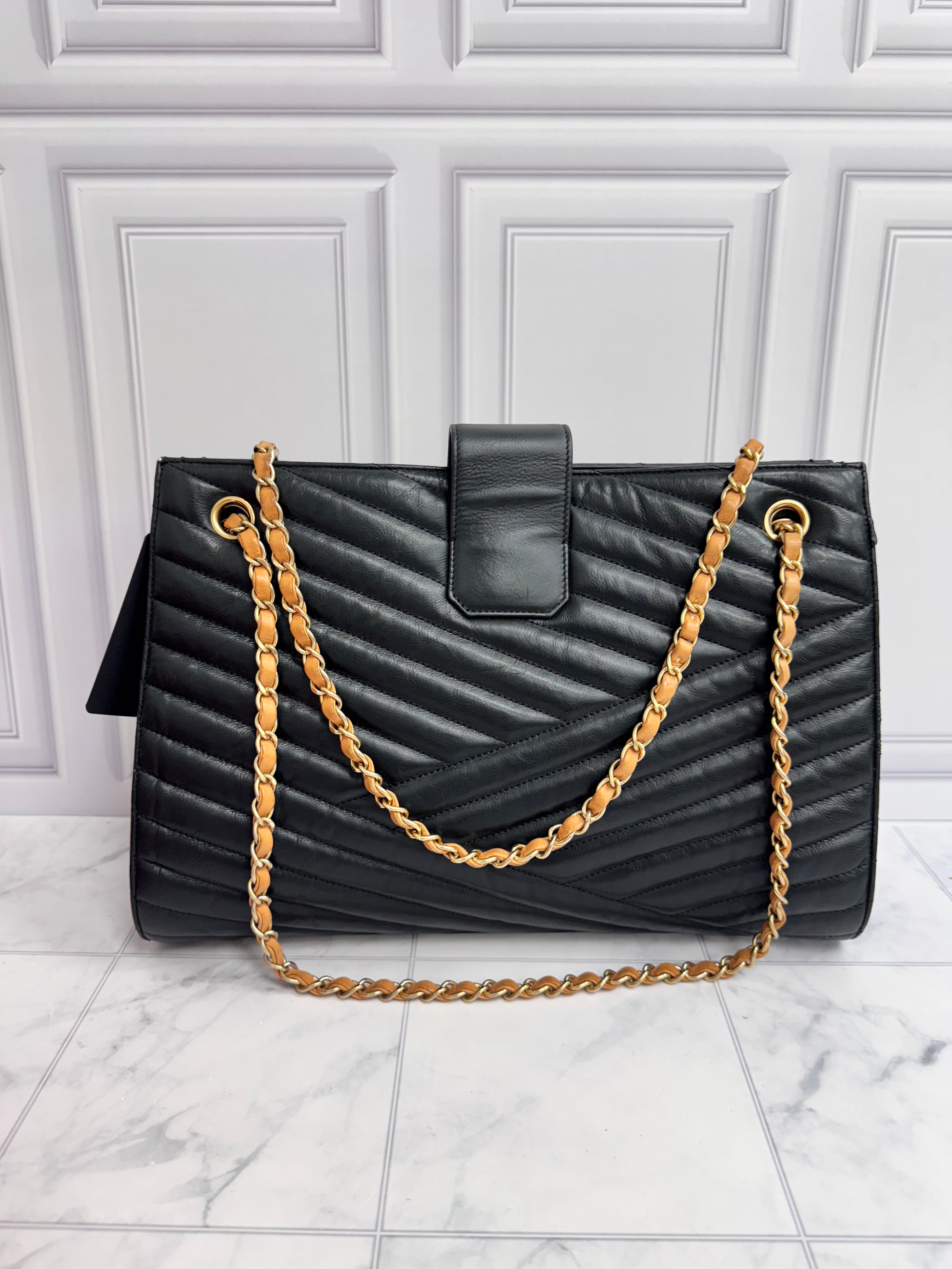 Chanel Black Quilted Leather Gabrielle Tote Bag