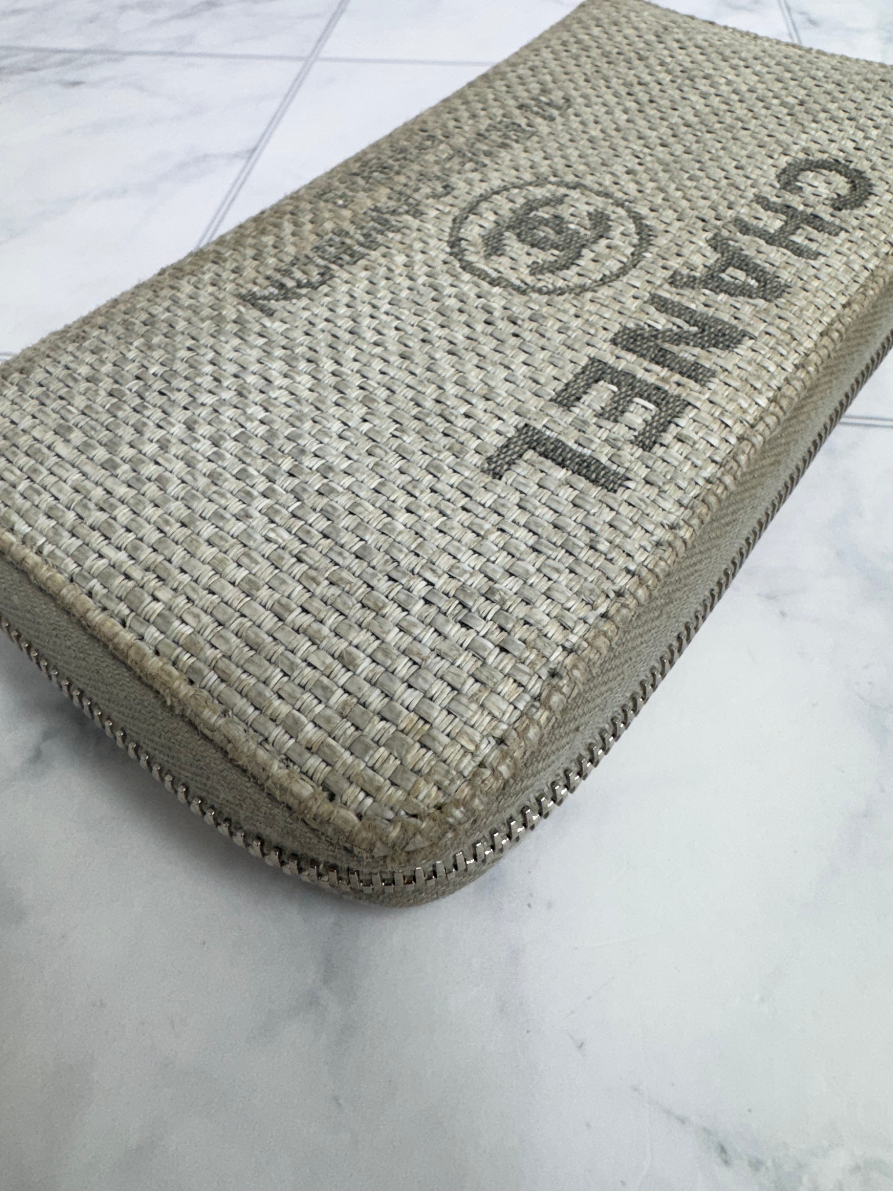 Chanel Grey Tweed Deauville Zippy Wallet