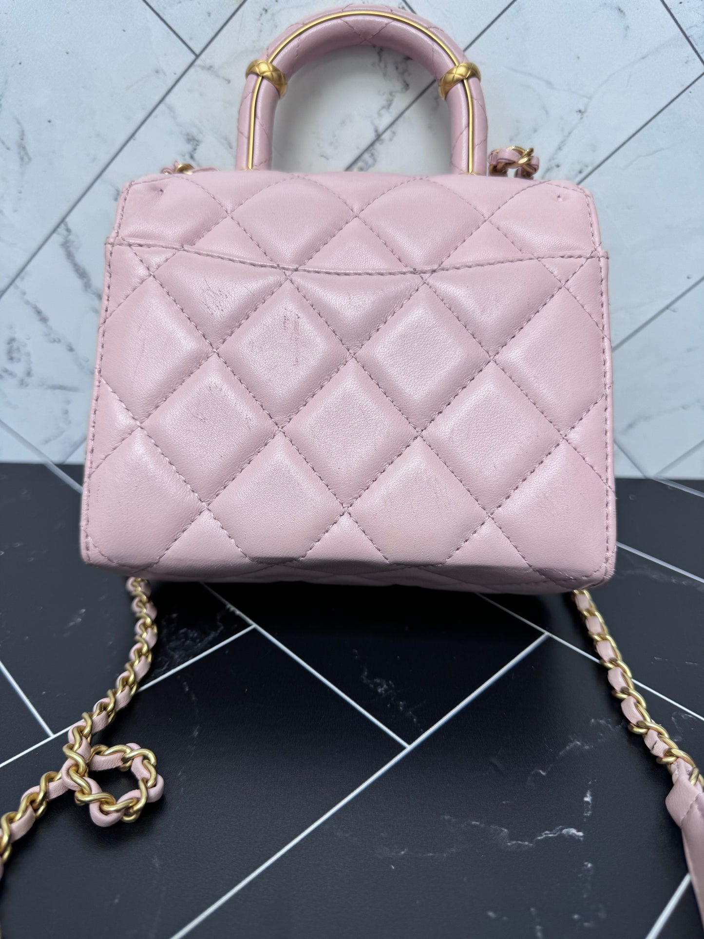 Chanel Pink Mini Square Top Handle Bag