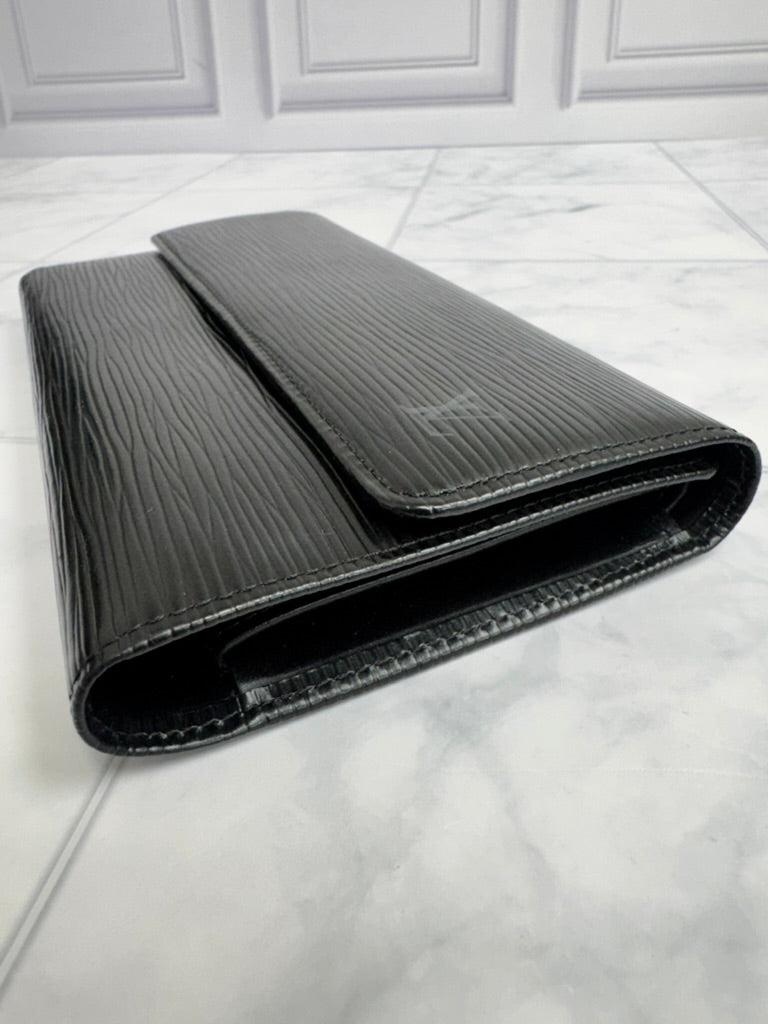 Louis Vuitton Black Epi Porte Tresor Trifold Long Wallet