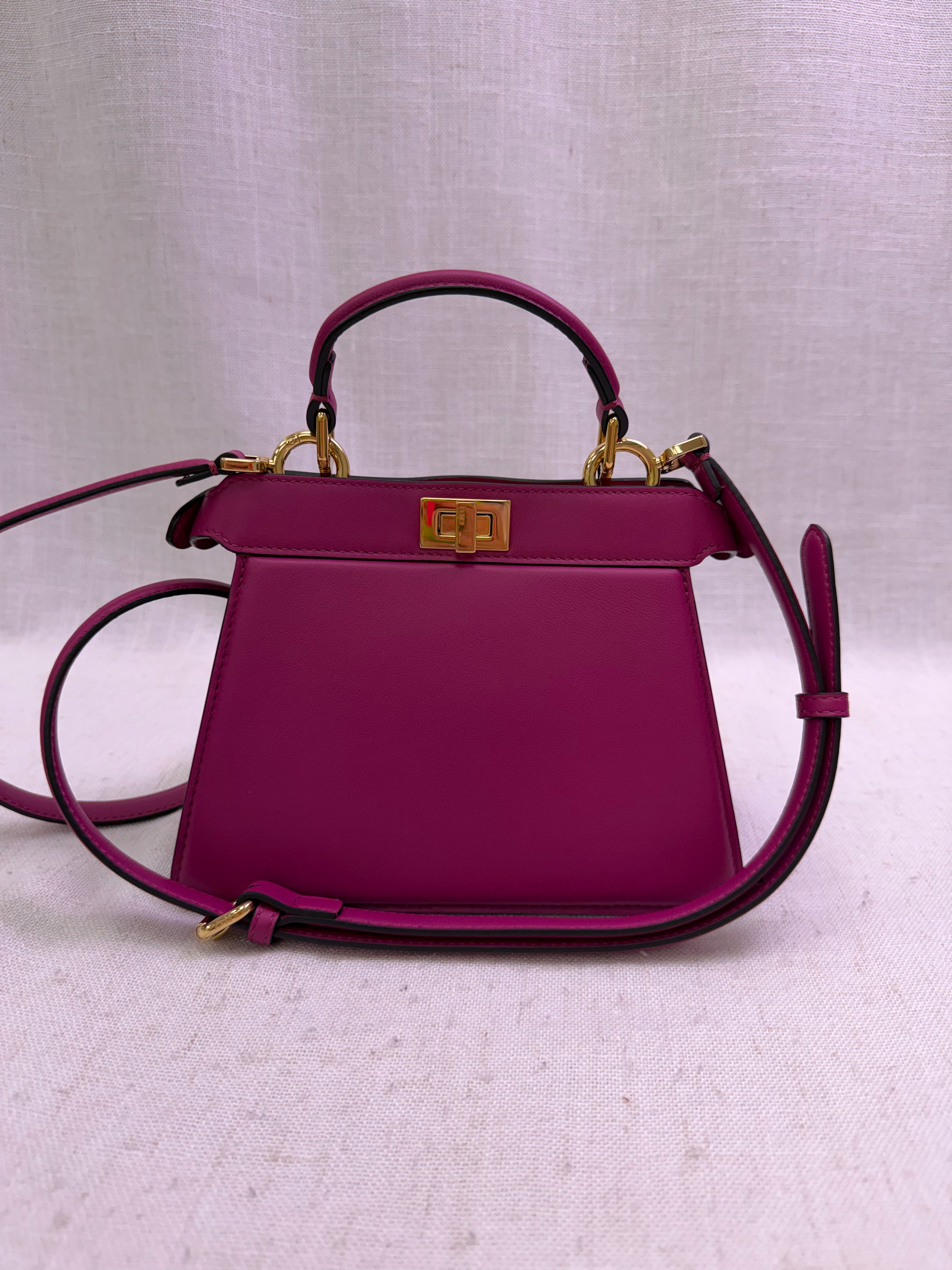 LIKE NEW Fendi Fuchsia Leather ISeeU Petite Peekaboo 2Way Bag