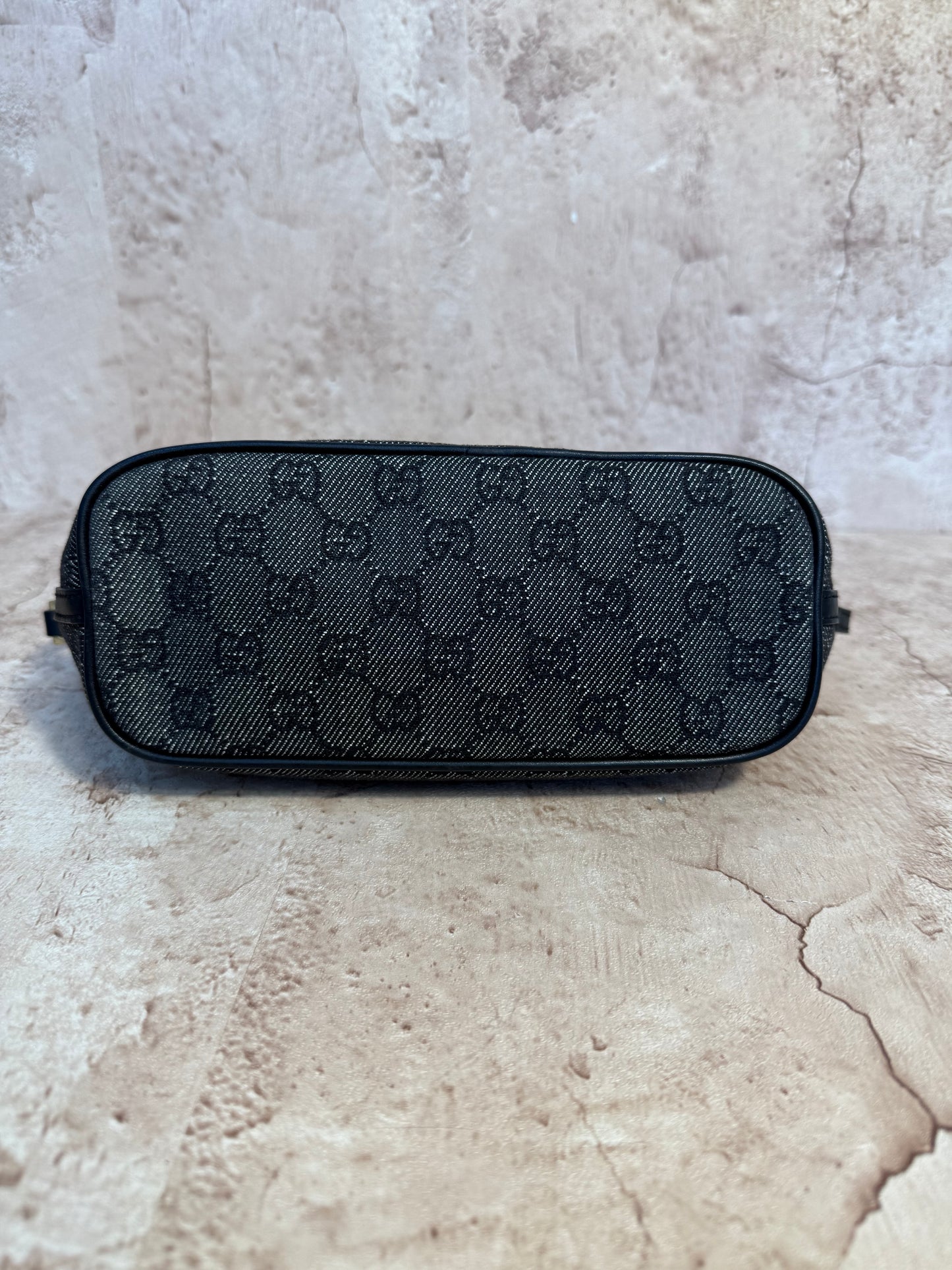 Gucci Black GG Canvas & Leather Pouch