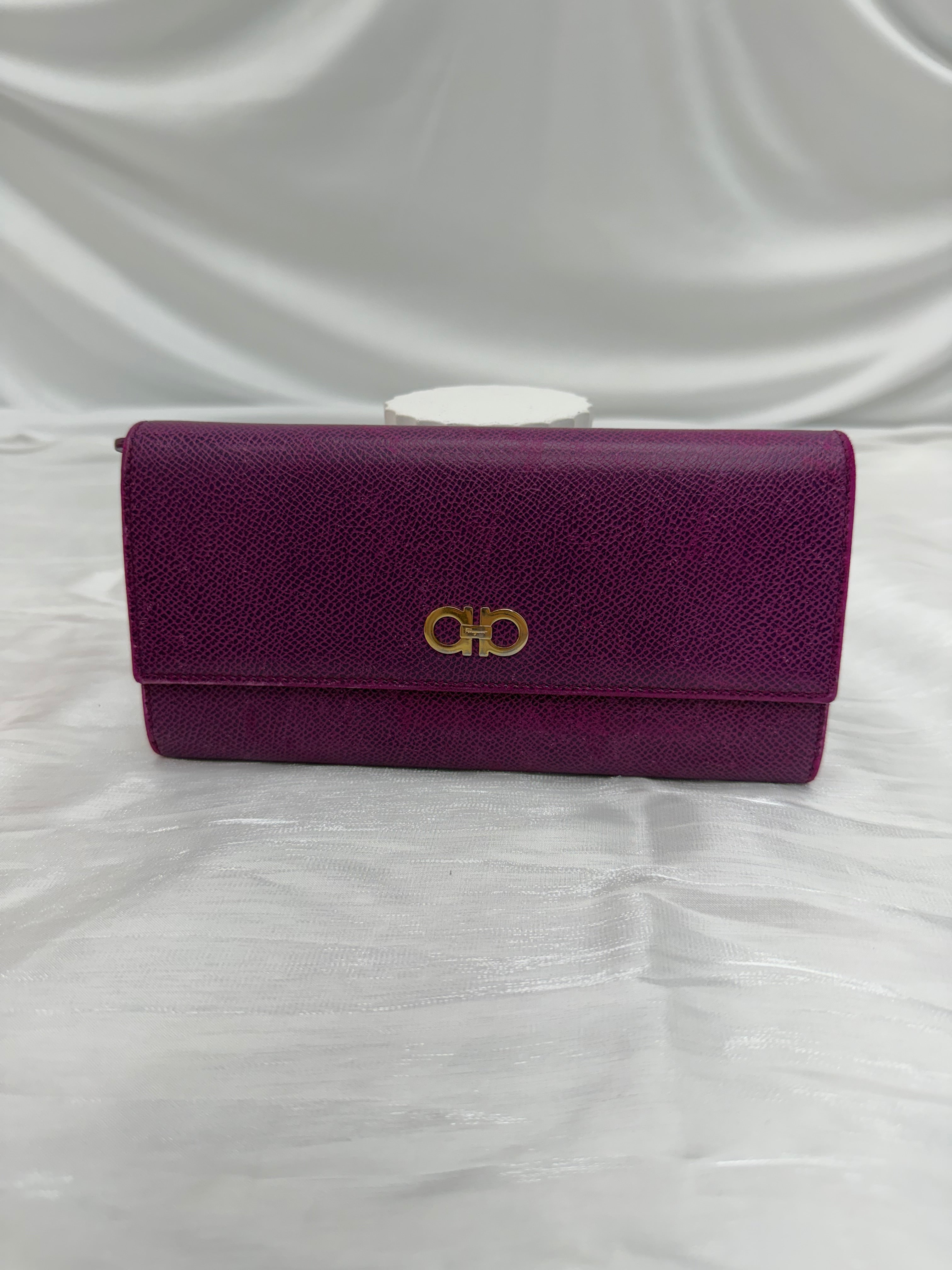 Salvatore Ferragamo Purple Leather Long Wallet