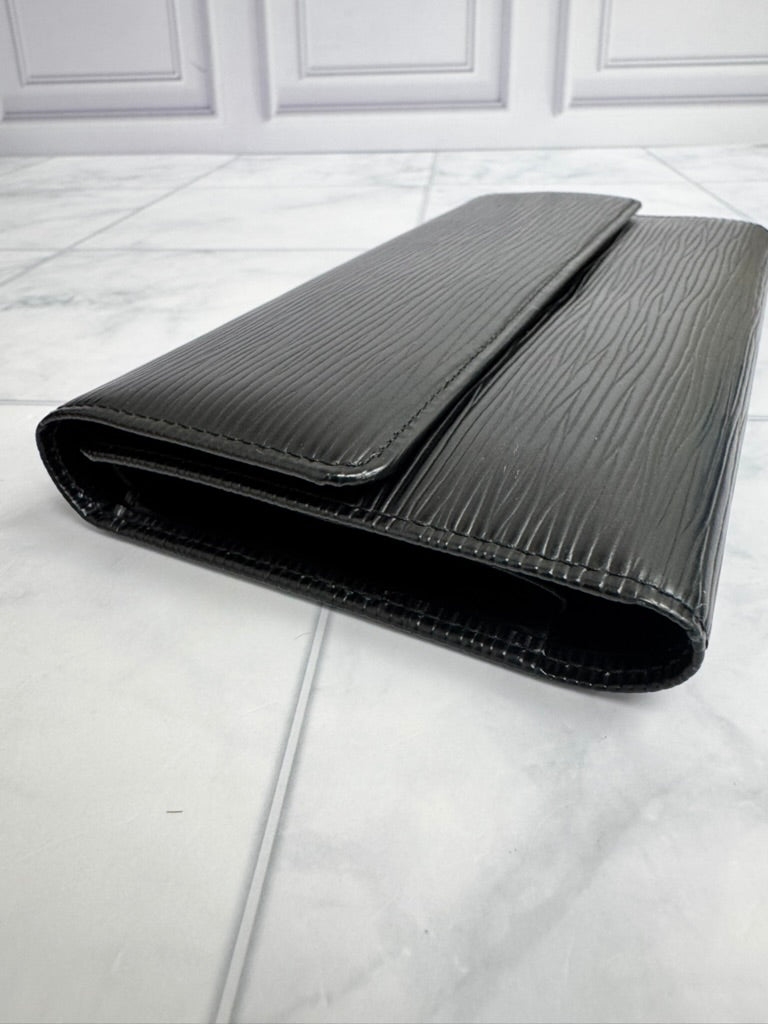 Louis Vuitton Black Epi Porte Tresor Trifold Long Wallet