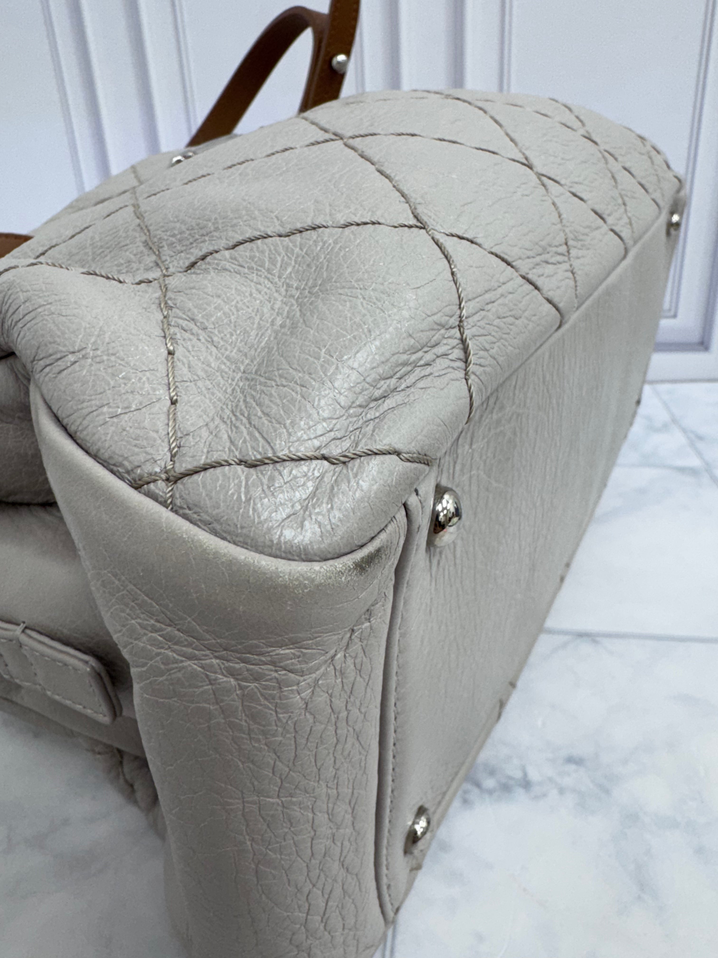Chanel Grey Quilted Calfskin On The Road Tote Bag