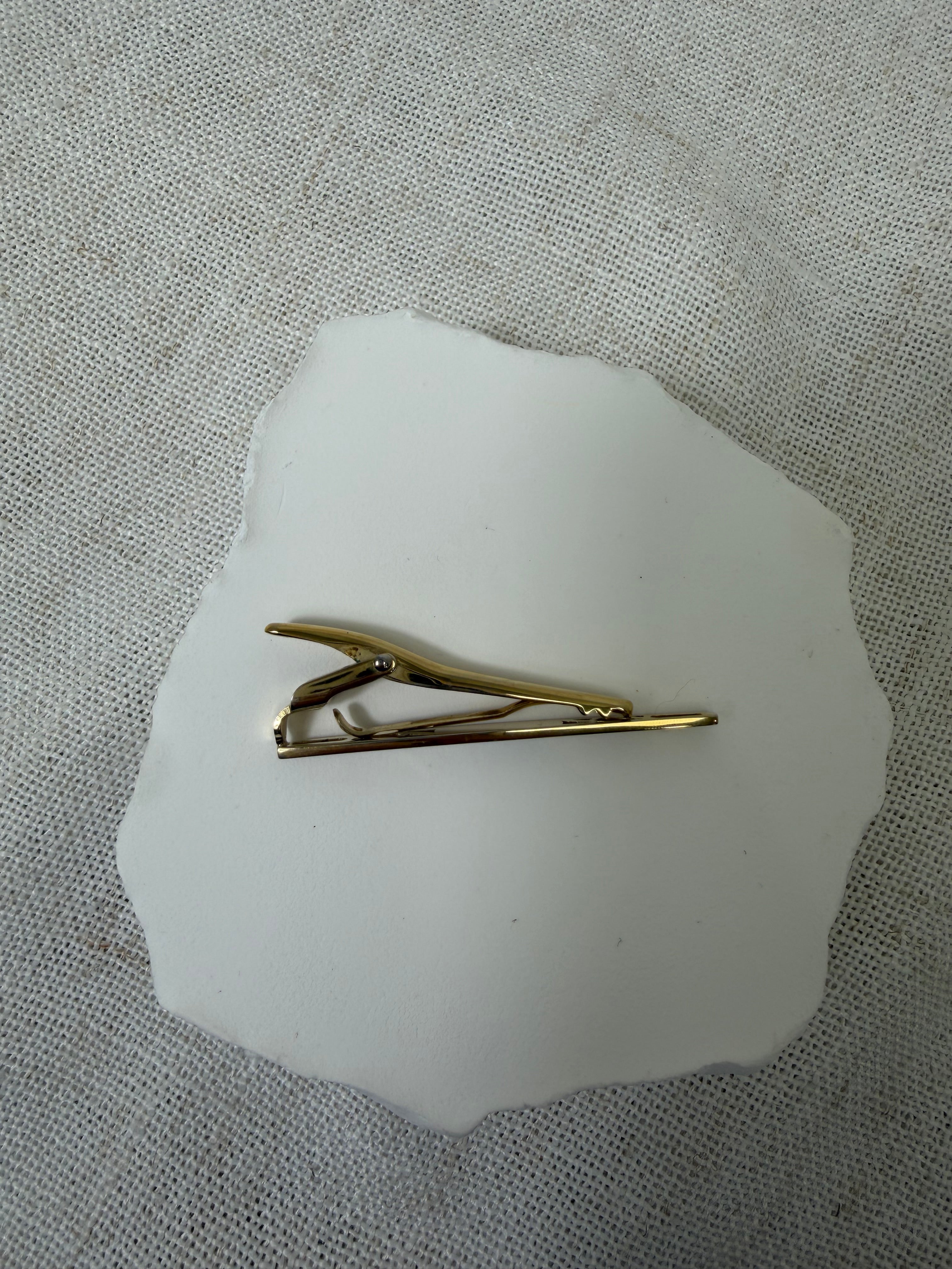 Saint Laurent YSL Gold Tone Tie Clip