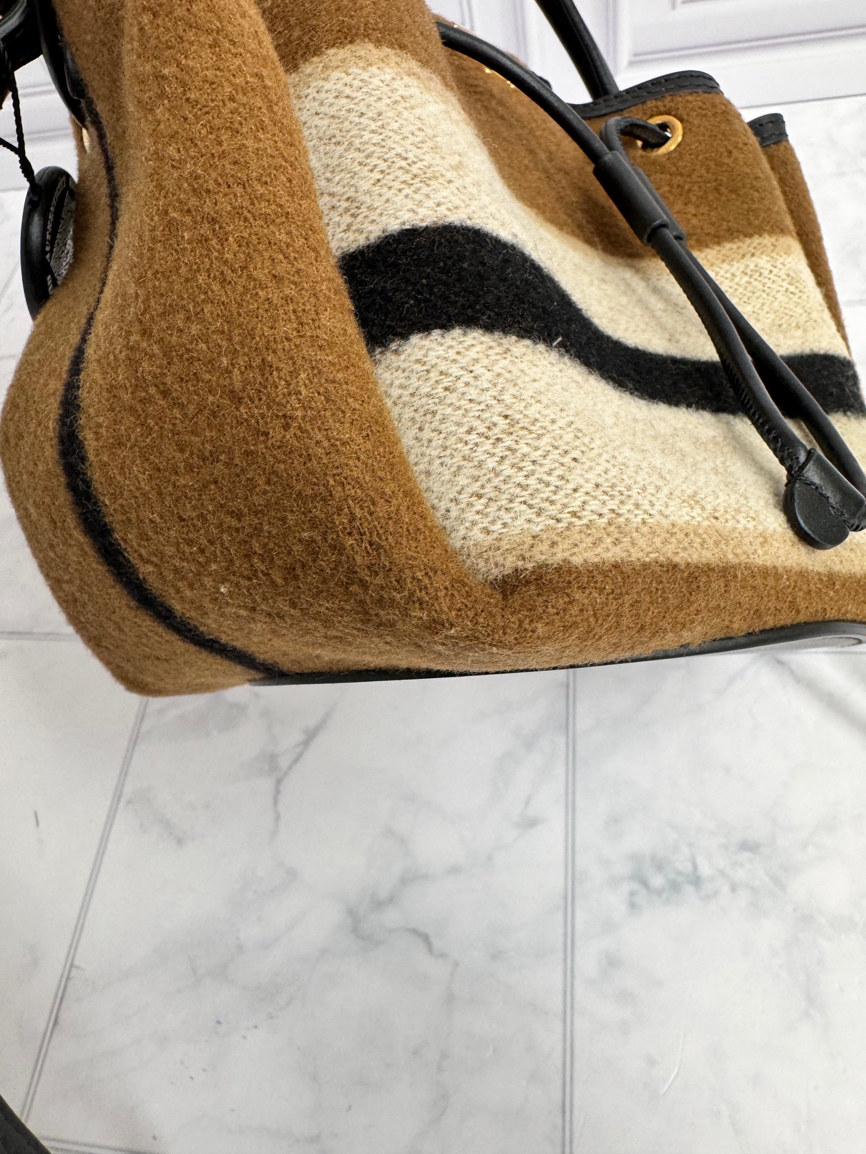 *DONS DROP* Burberry Brown Striped Wool Blanket Bucket Bag