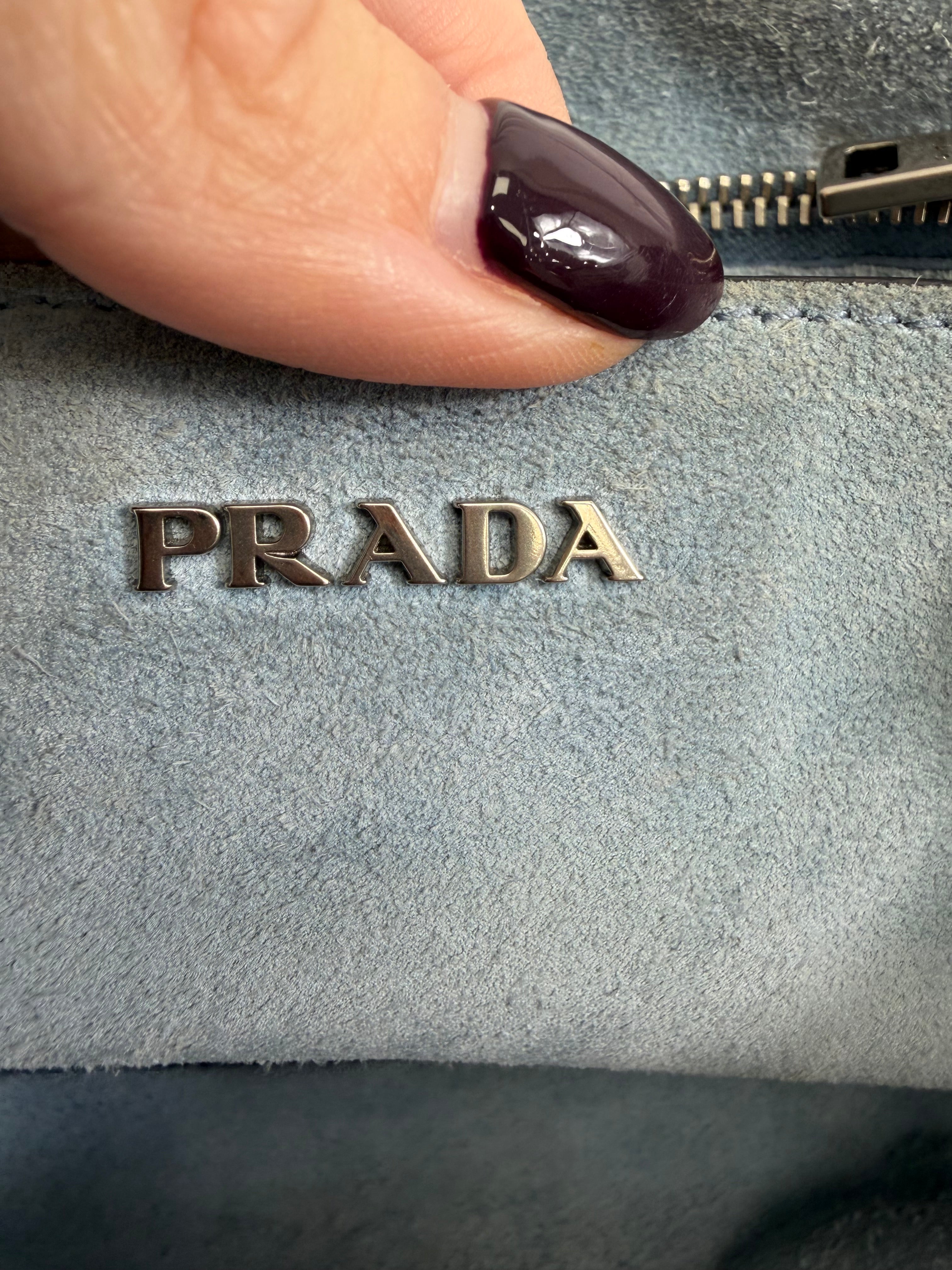 Prada Gray Leather Cahier 2Way Bag