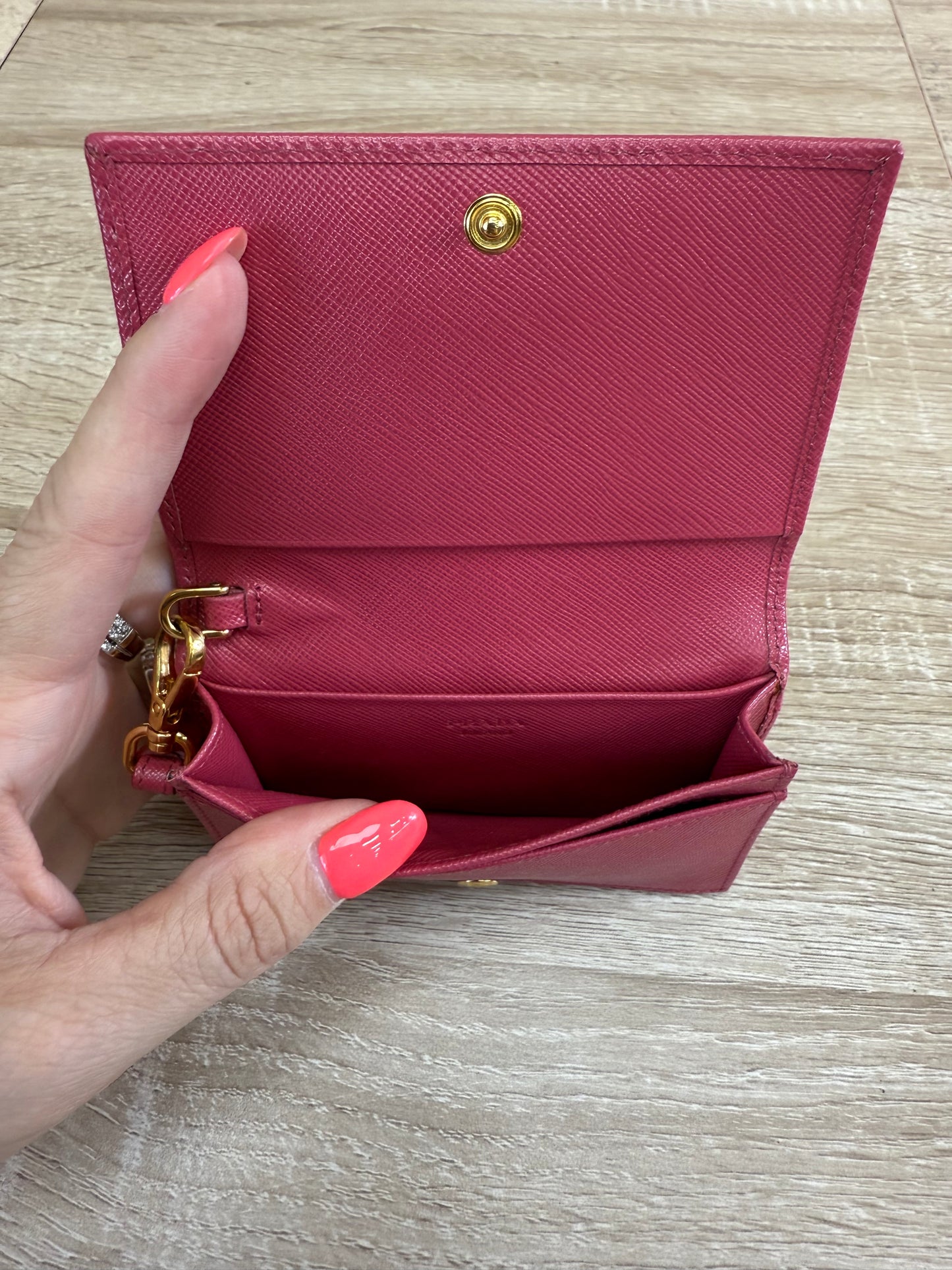 Prada Pink Saffiano Leather Card Case