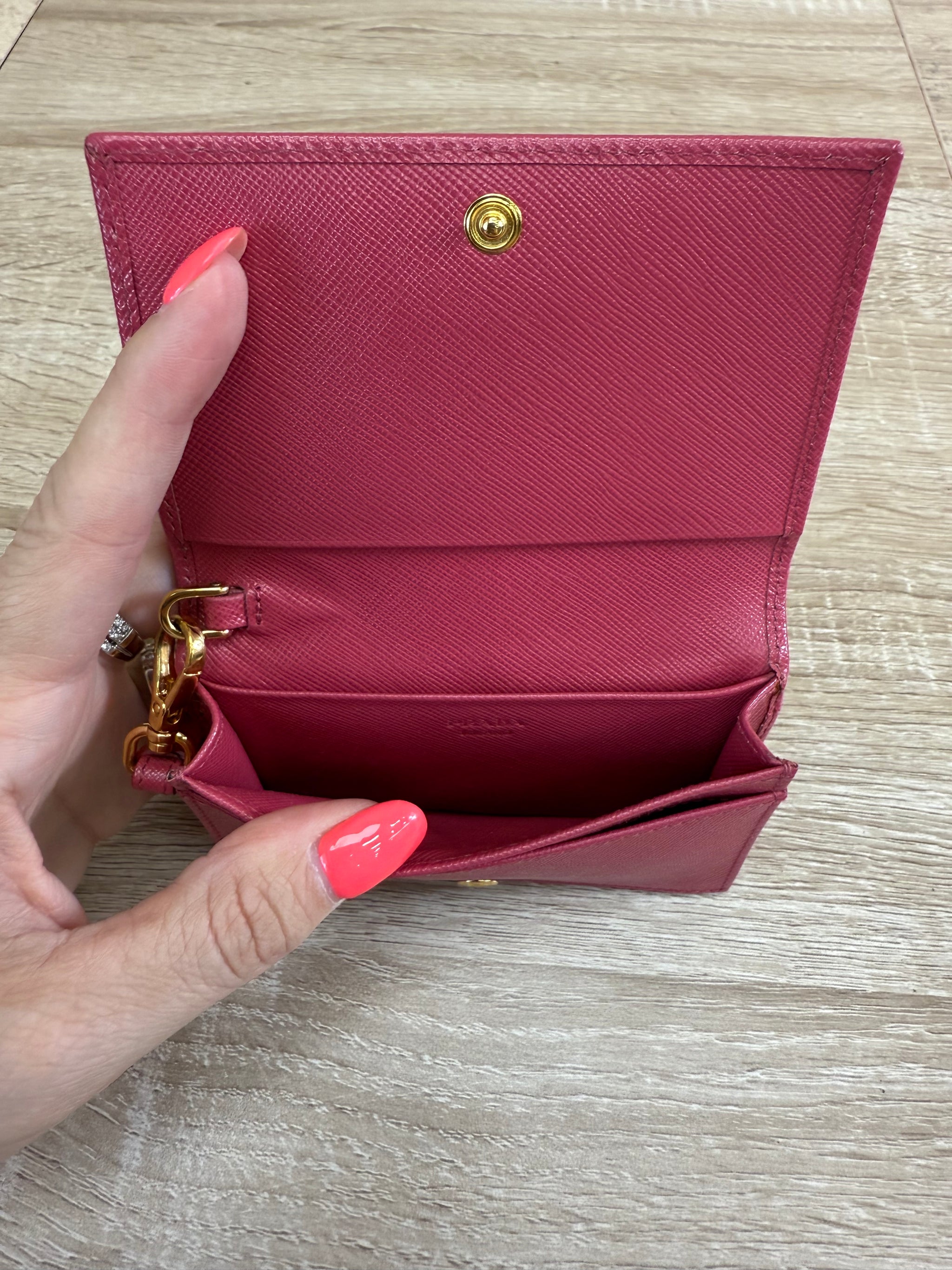 Prada Pink Saffiano Leather Card Case