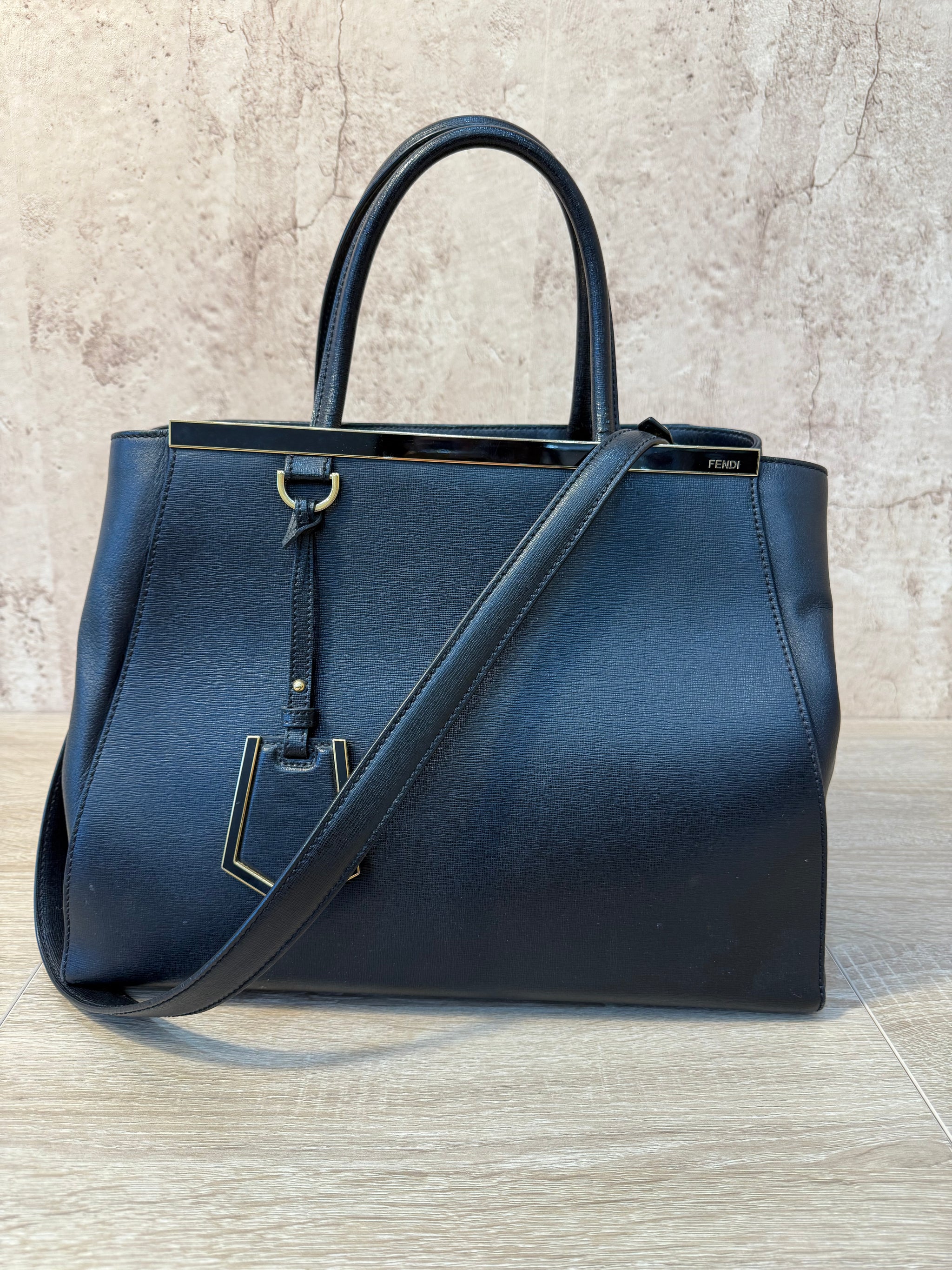 Fendi Black Leather 2way Bag