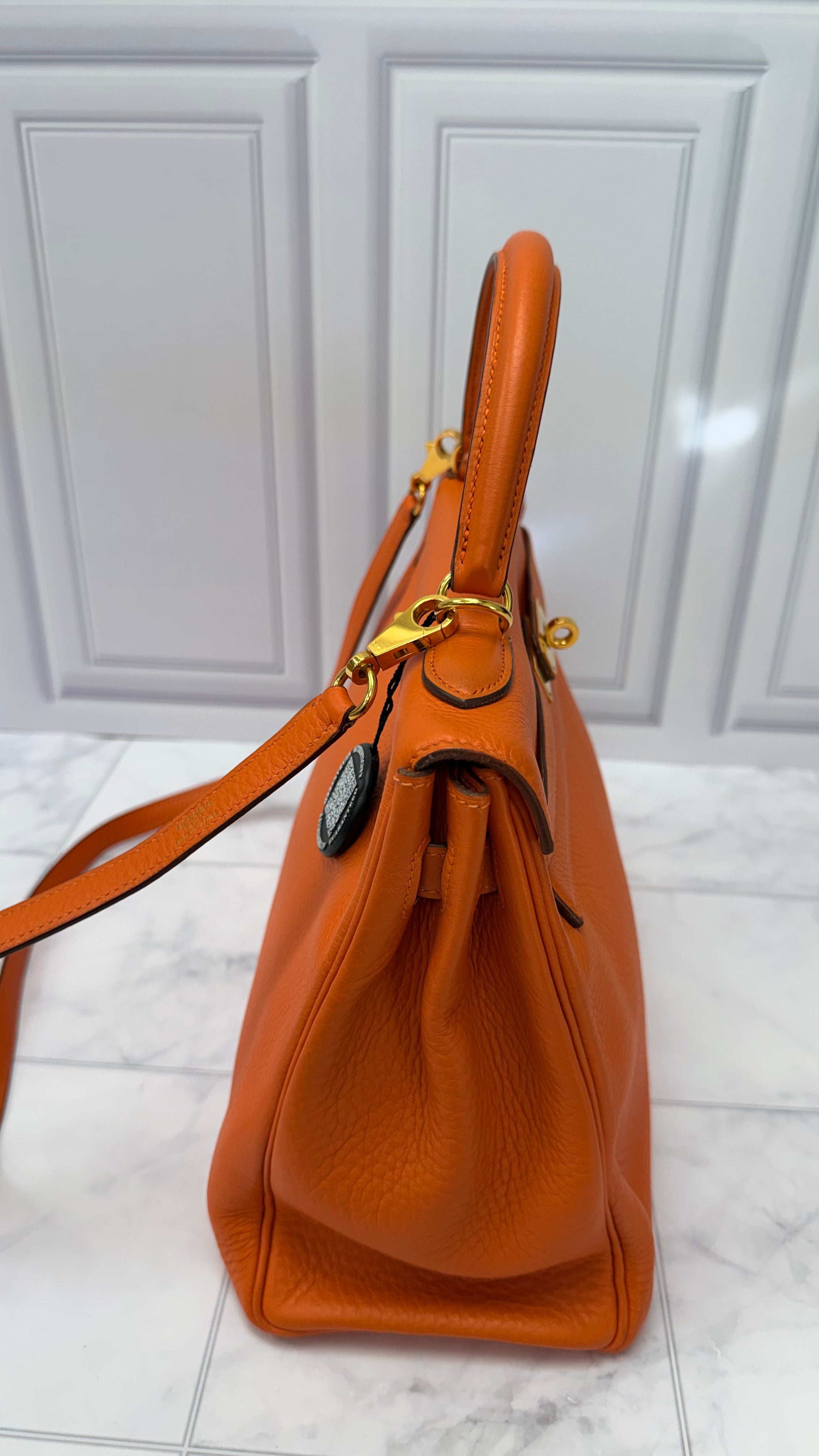 *DONS PRE DROP* Hermes Orange Togo Leather Kelly 32 Handbag