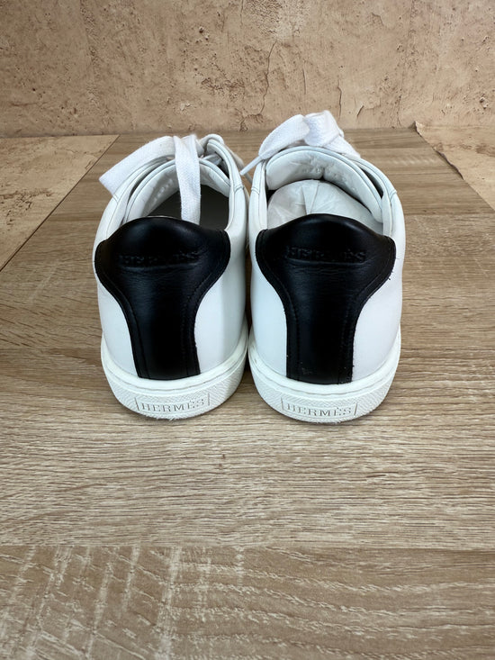 Hermès White & Black Leather Avantage Low Top Sneaker 39.5/9