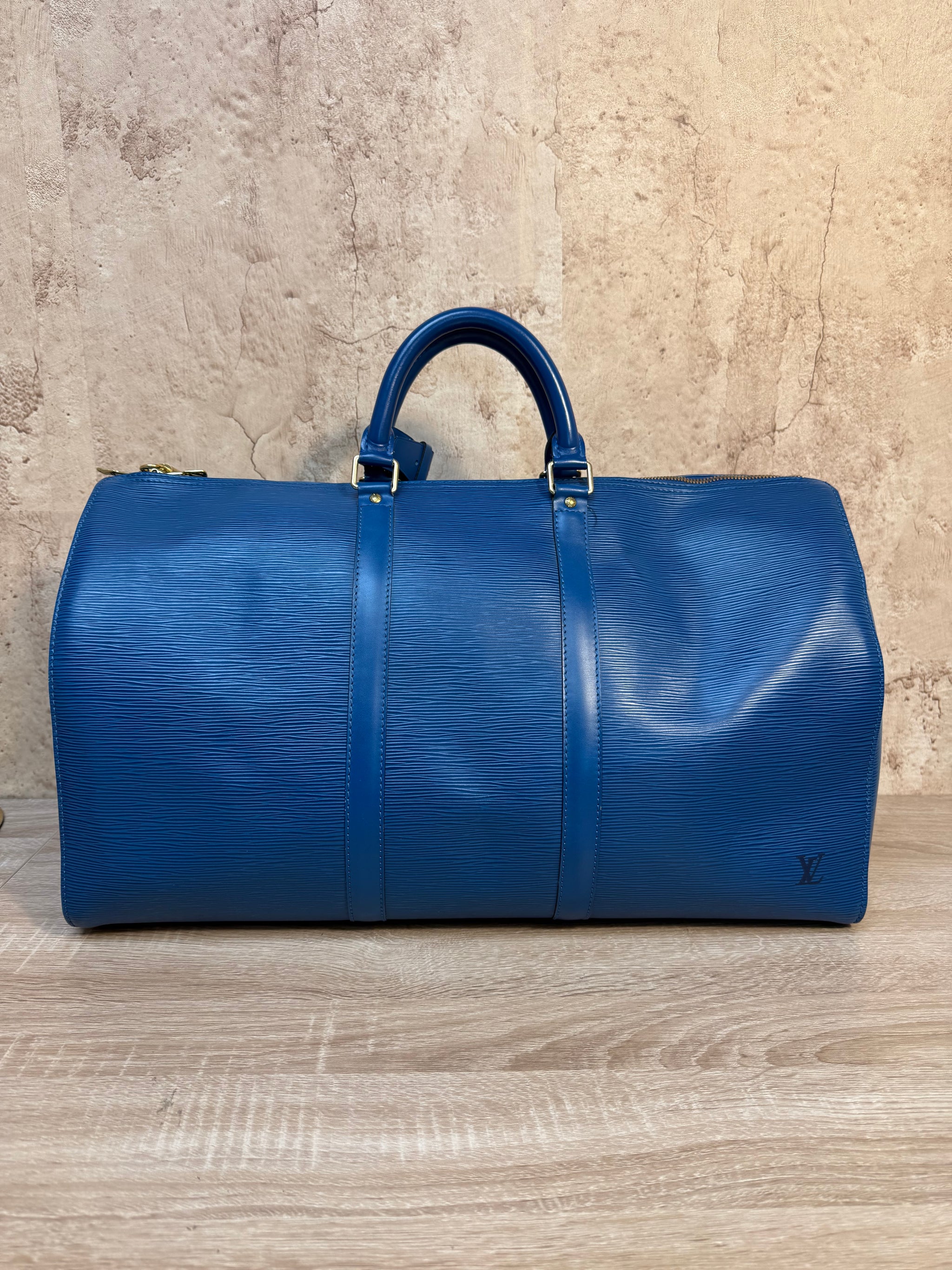 Louis Vuitton Blue Epi Keepall 50