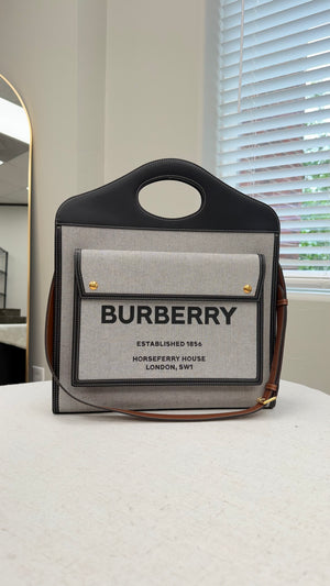 *DONS DROP* BRAND NEW- Burberry 2Tone Canvas & Leather Logo Pocket Tote