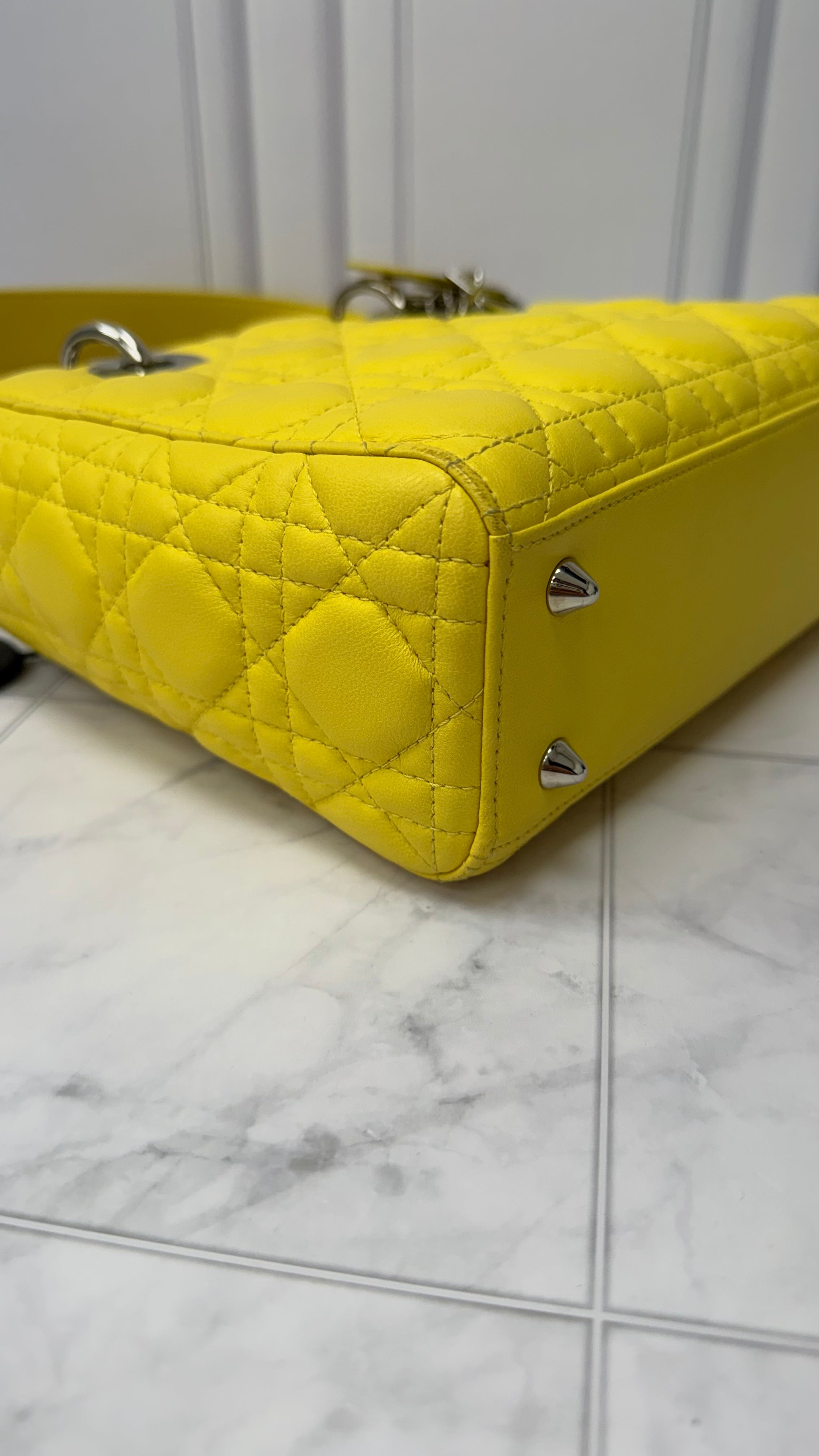 *DONS DROP* Christian Dior Yellow Quilted Cannage Small Lady Dior