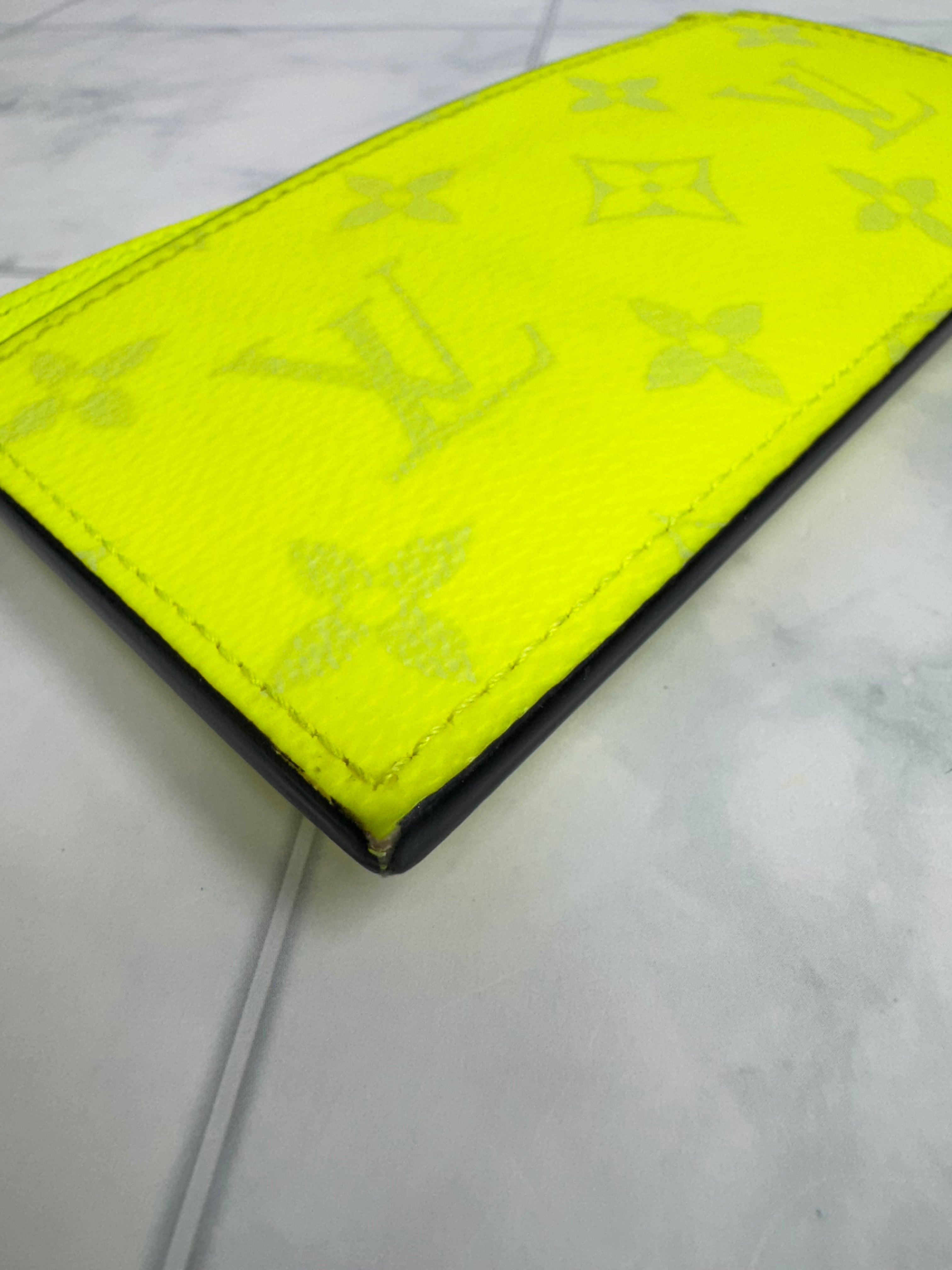 Louis Vuitton Neon Yellow Monogram Taigarama Coin Card Holder