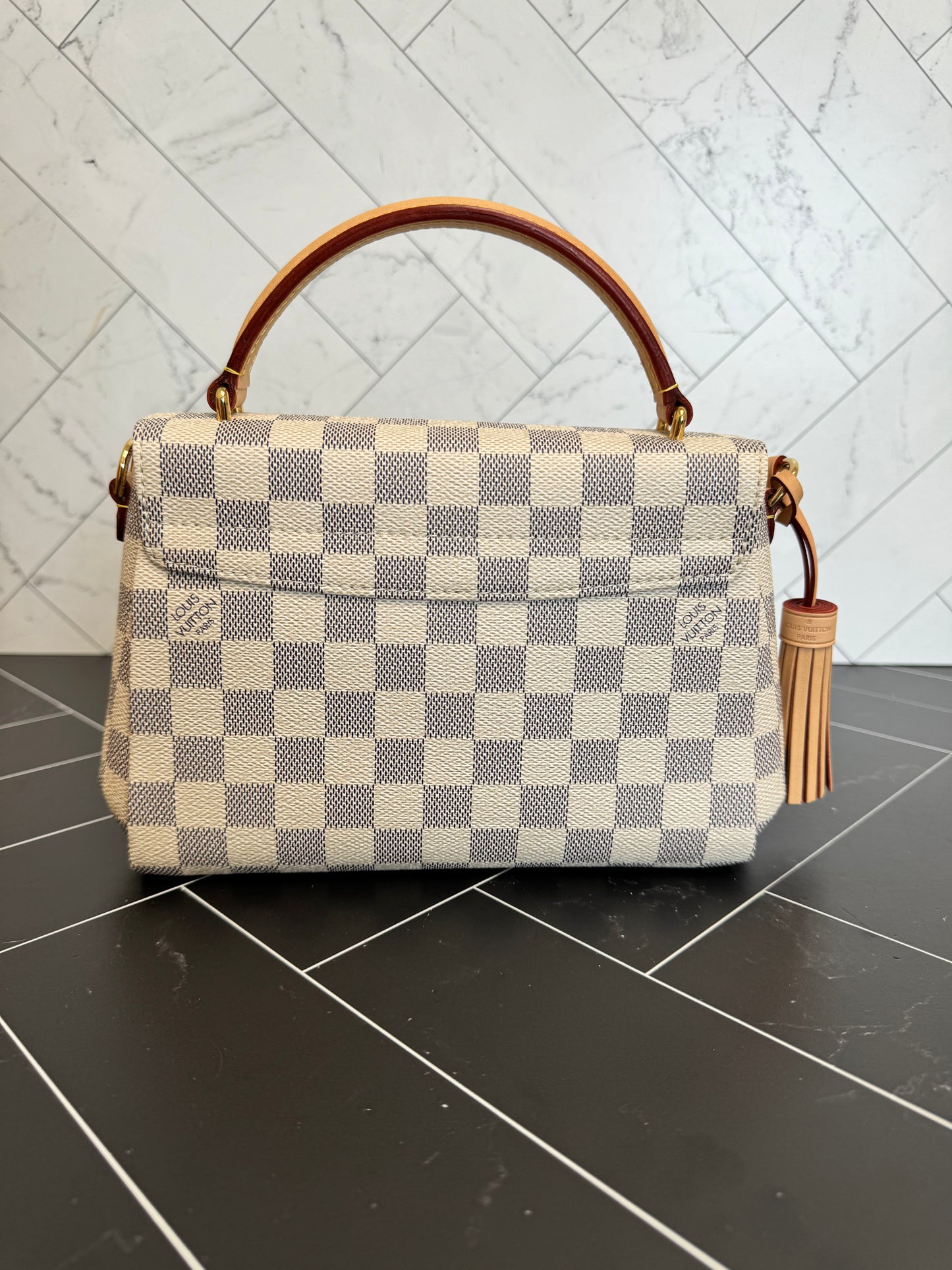 BRAND NEW Louis Vuitton Damier Azur & Ballerine Pink Croisette 2Way Bag