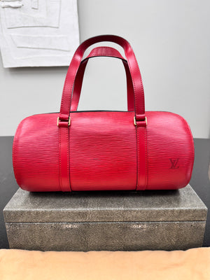 Louis Vuitton Red Epi Soufflot Handbag