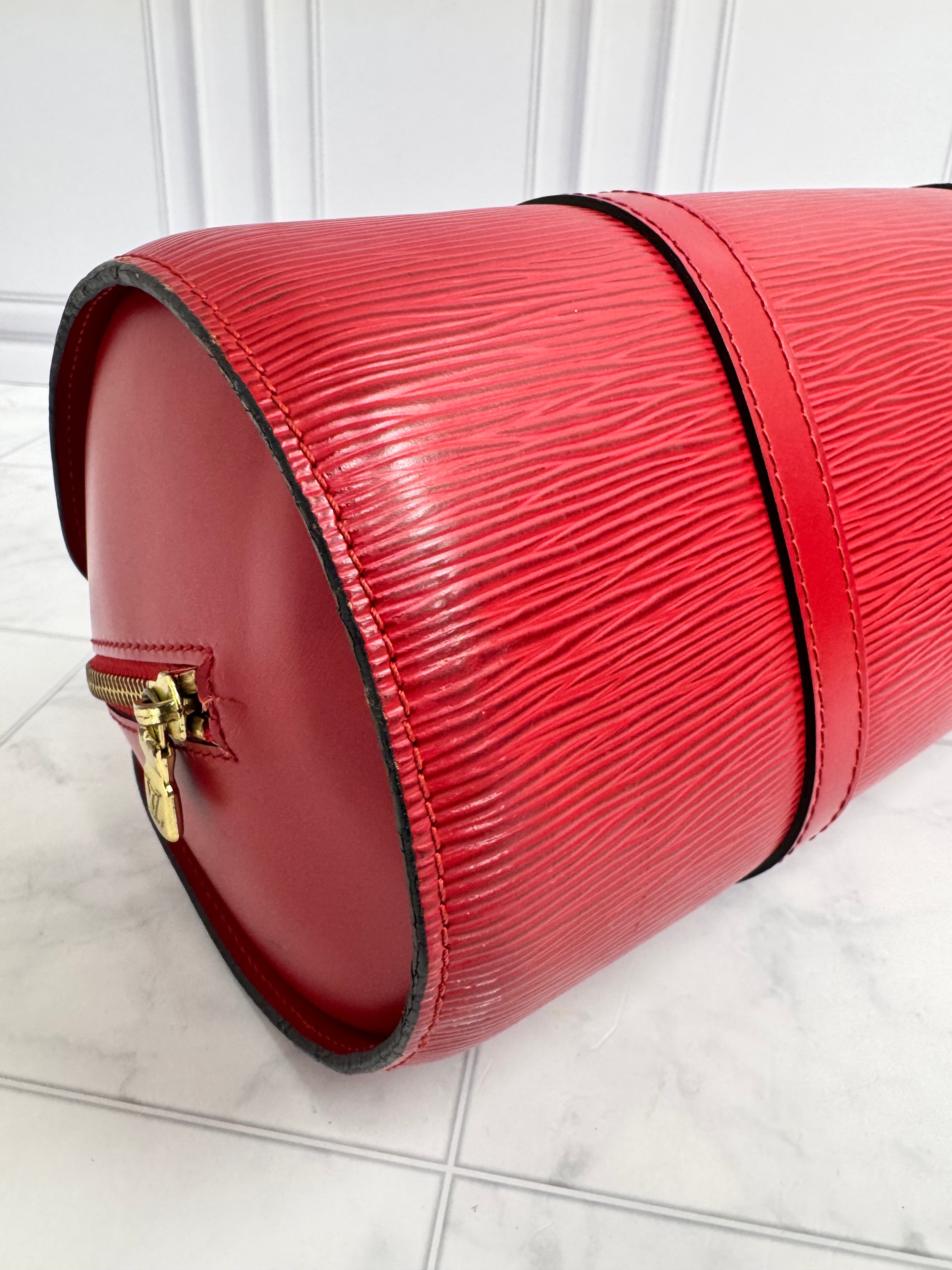 Louis Vuitton Red Epi Soufflot Handbag