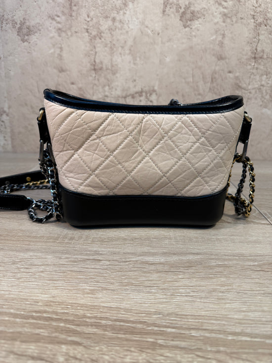 LIKE NEW Chanel Beige & Black Quilted Lambskin Gabrielle Small Crossbody Bag