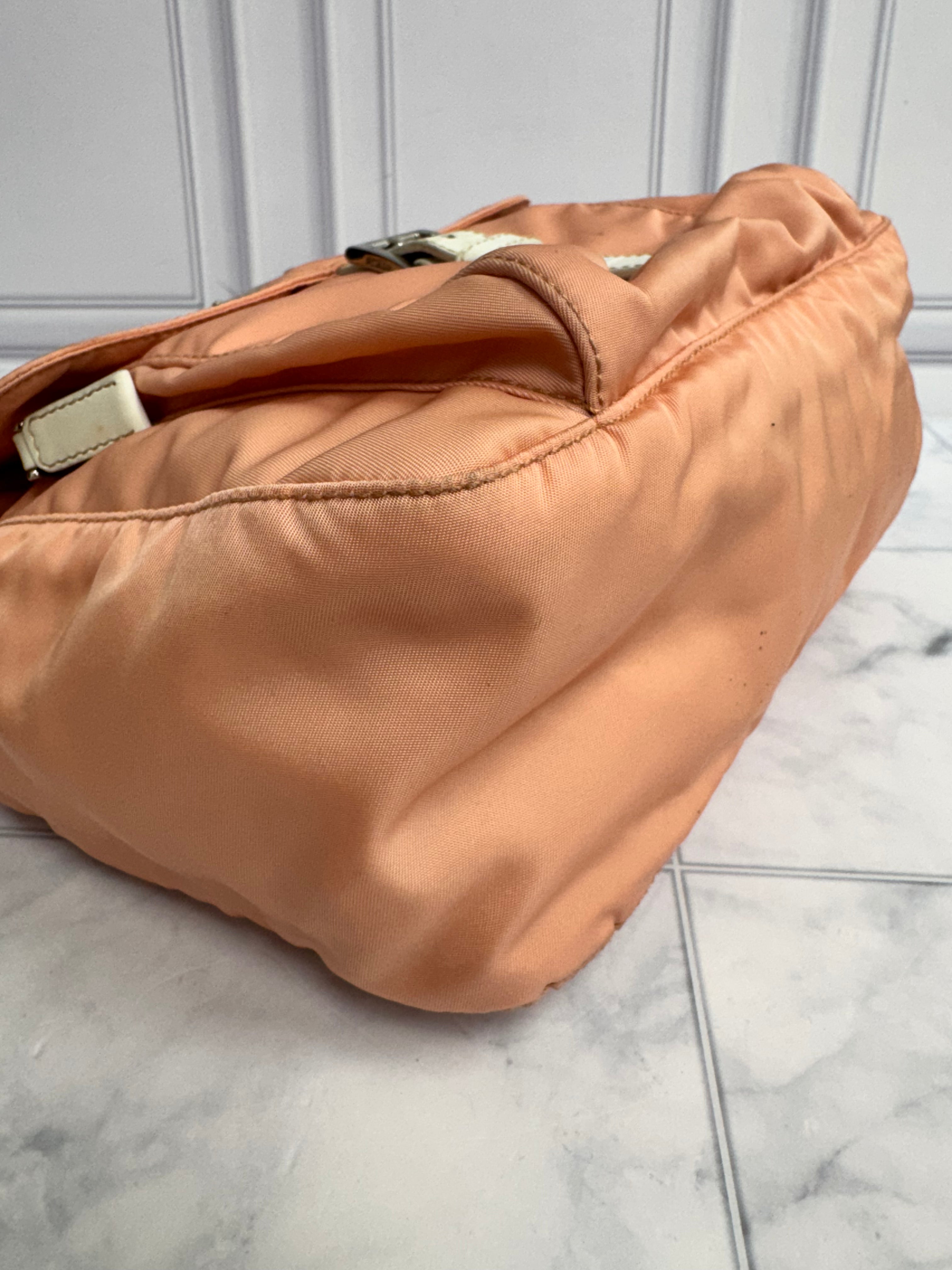 Prada Peach Nylon Crossbody Messenger Bag