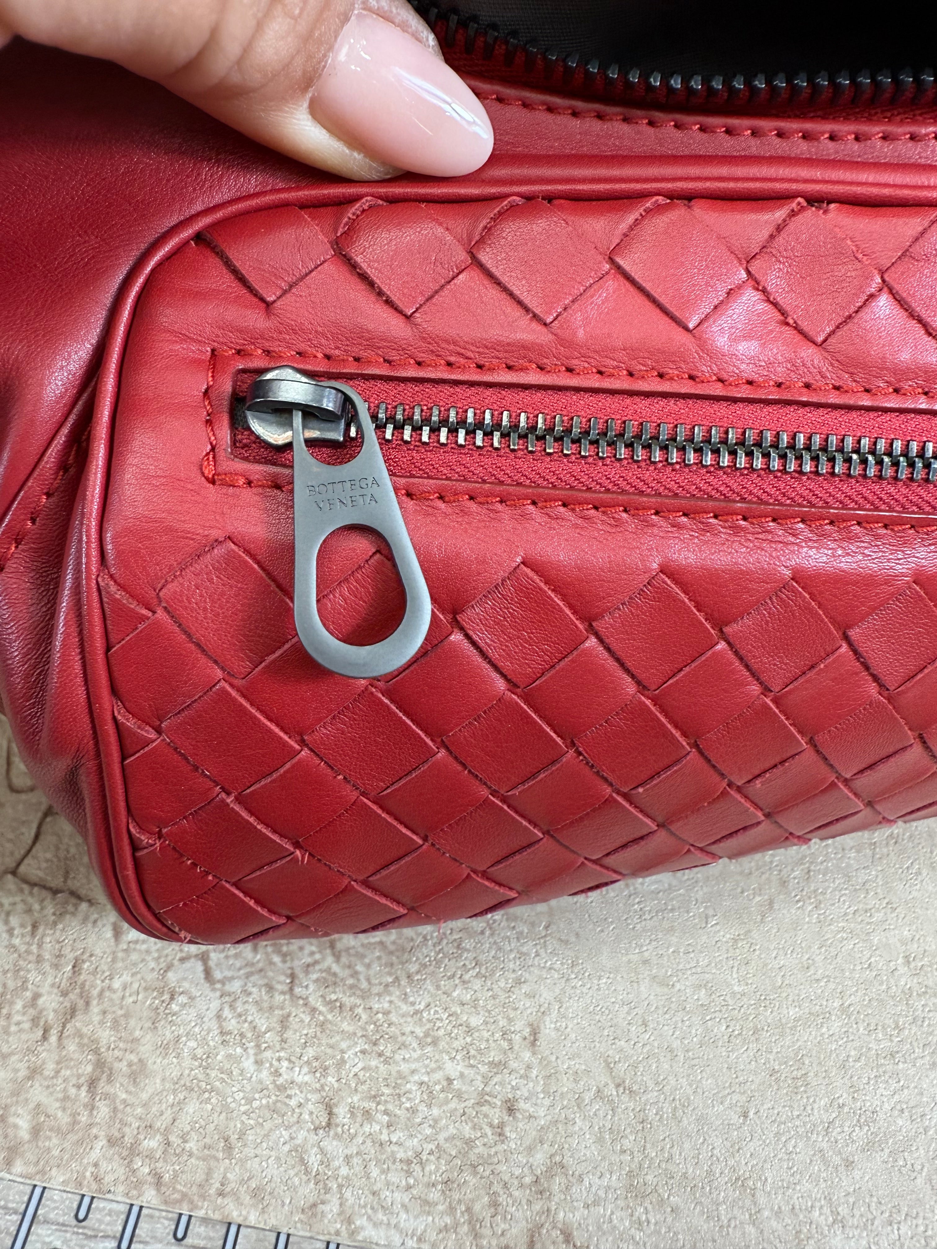 Bottega Veneta Red Intrecciato Leather Belt Bag